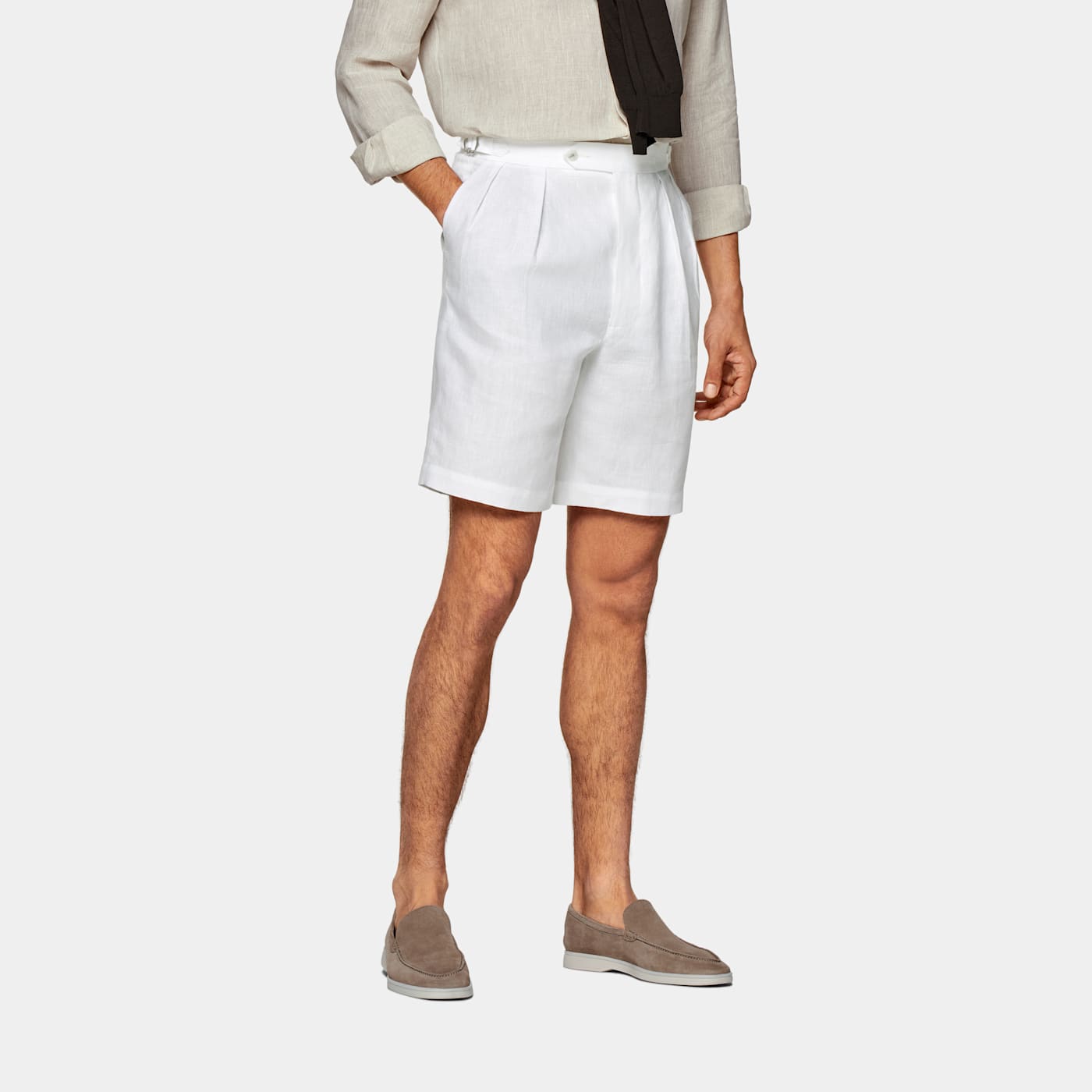 SUITSUPPLY SUITSUPPLY WHITE PLEATED MIRA SHORTS