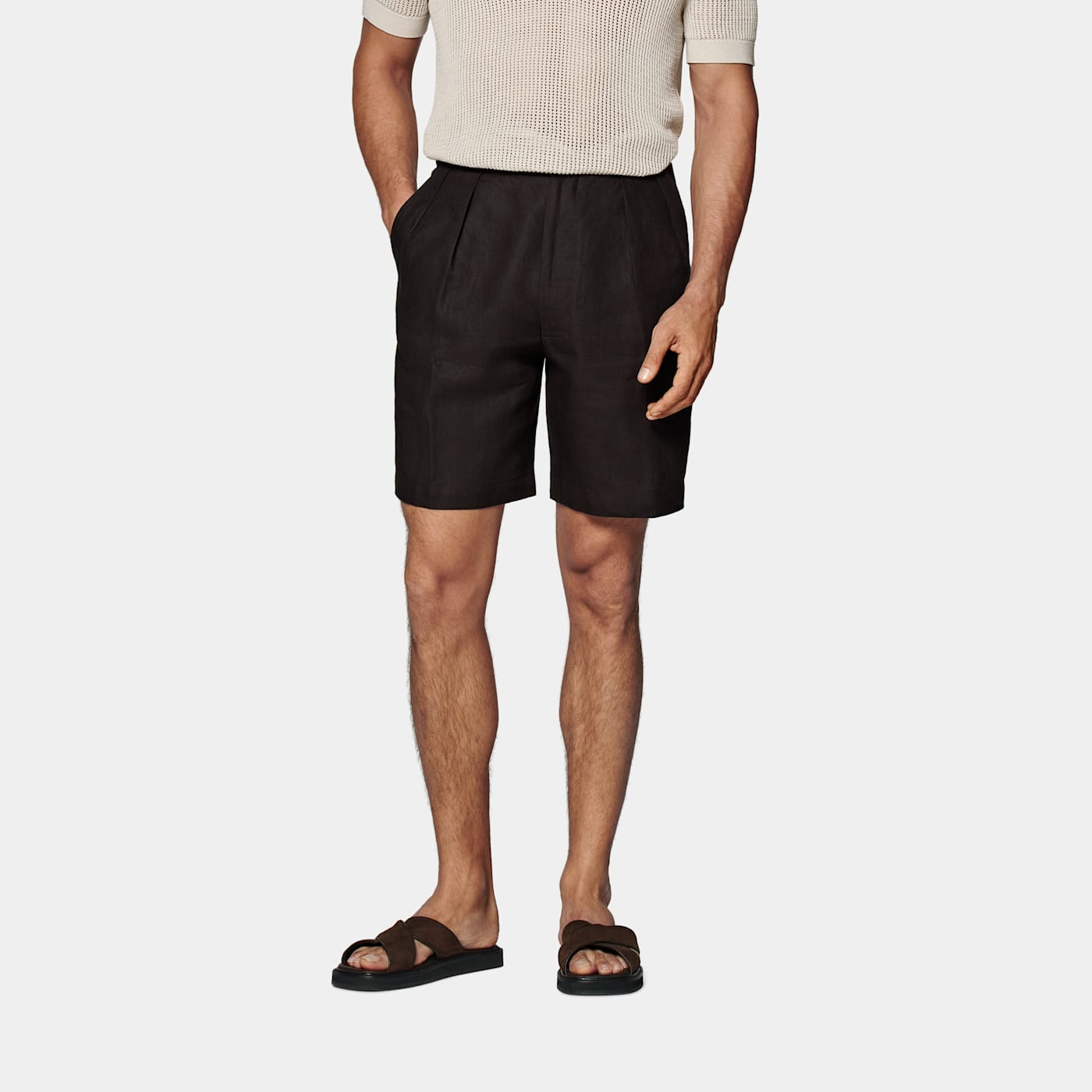 Suitsupply Dark Brown Straight Leg Shorts