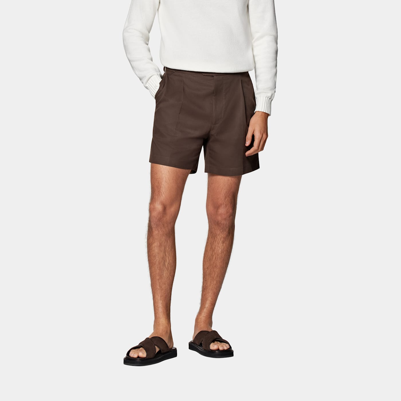 Suitsupply Mid Brown Pleated Duca Shorts