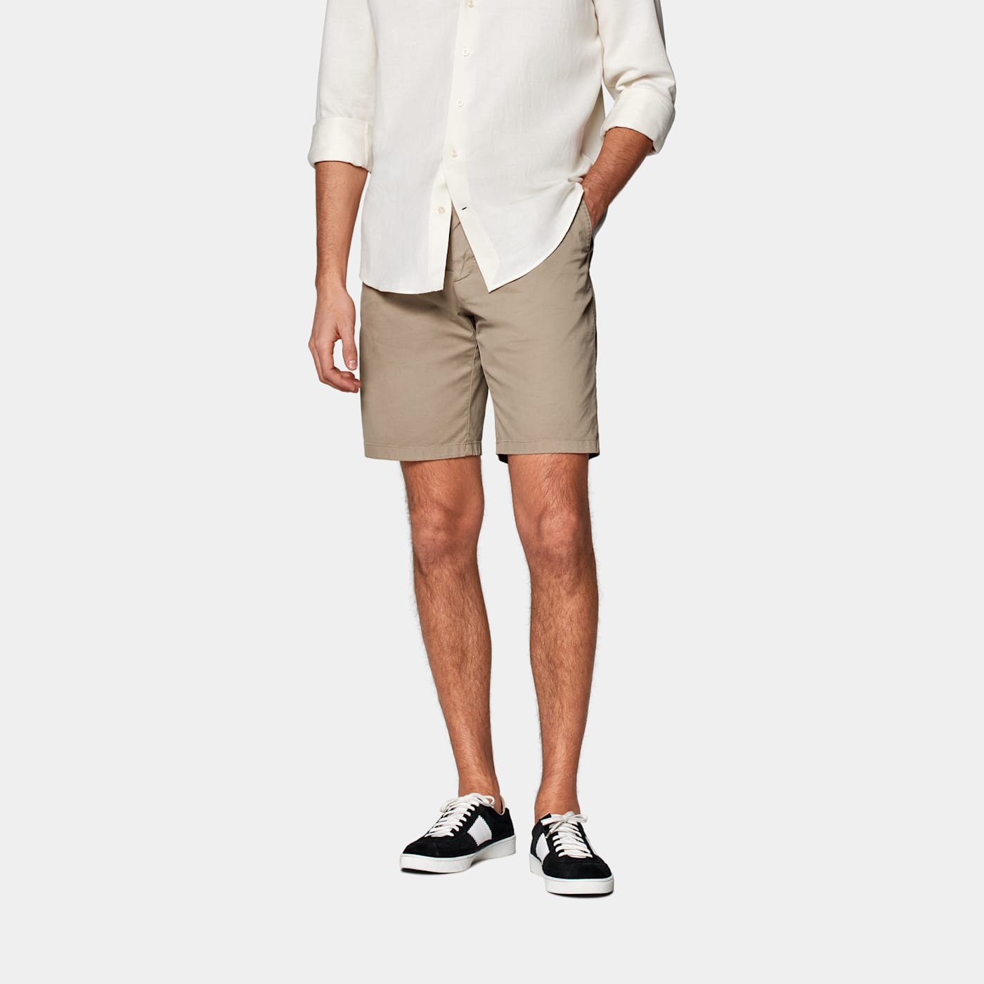 Suitsupply Taupe Slim Leg Shorts