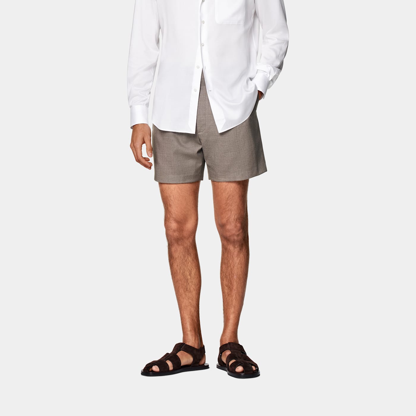 Suitsupply Taupe Straight Leg Shorts
