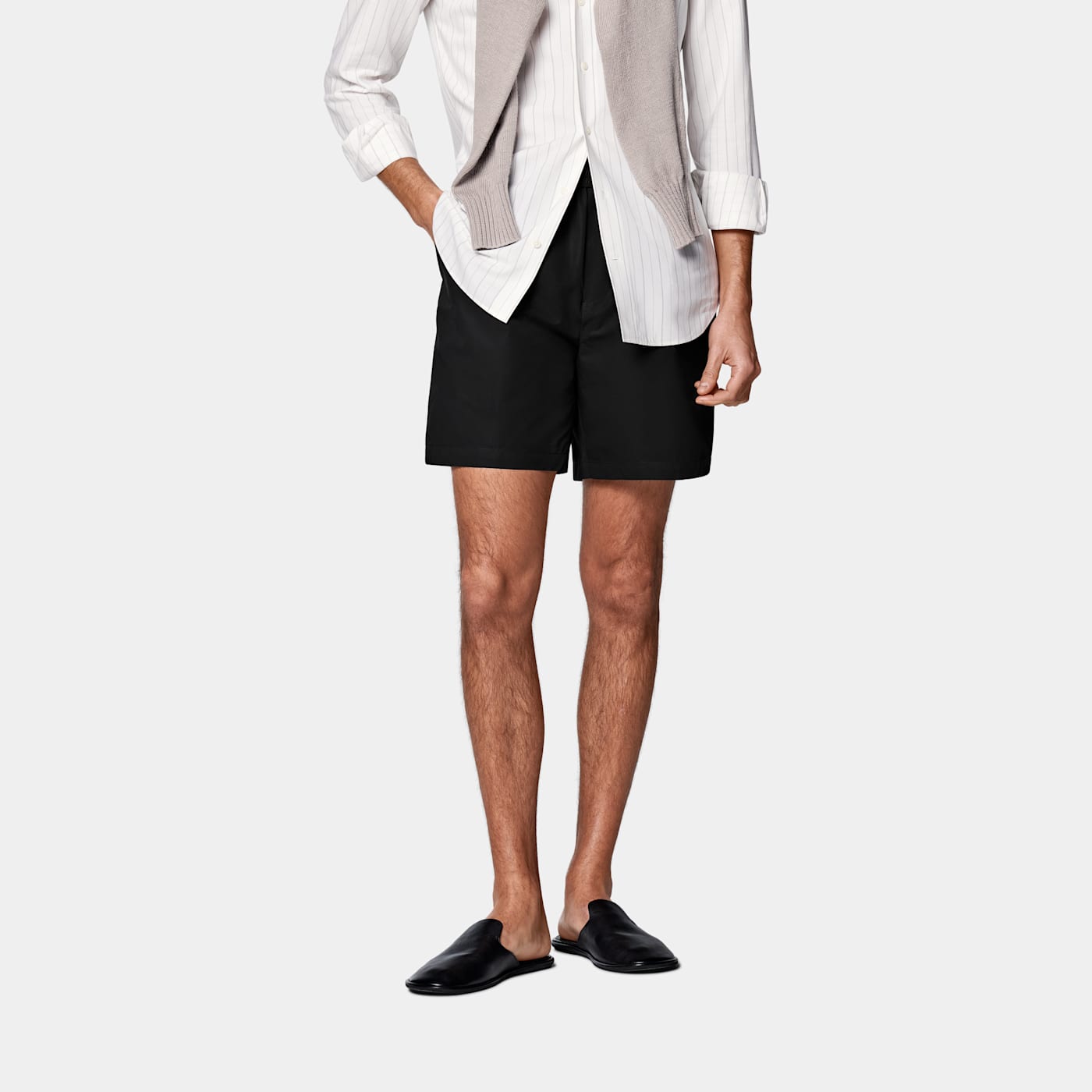Suitsupply Black Straight Leg Shorts