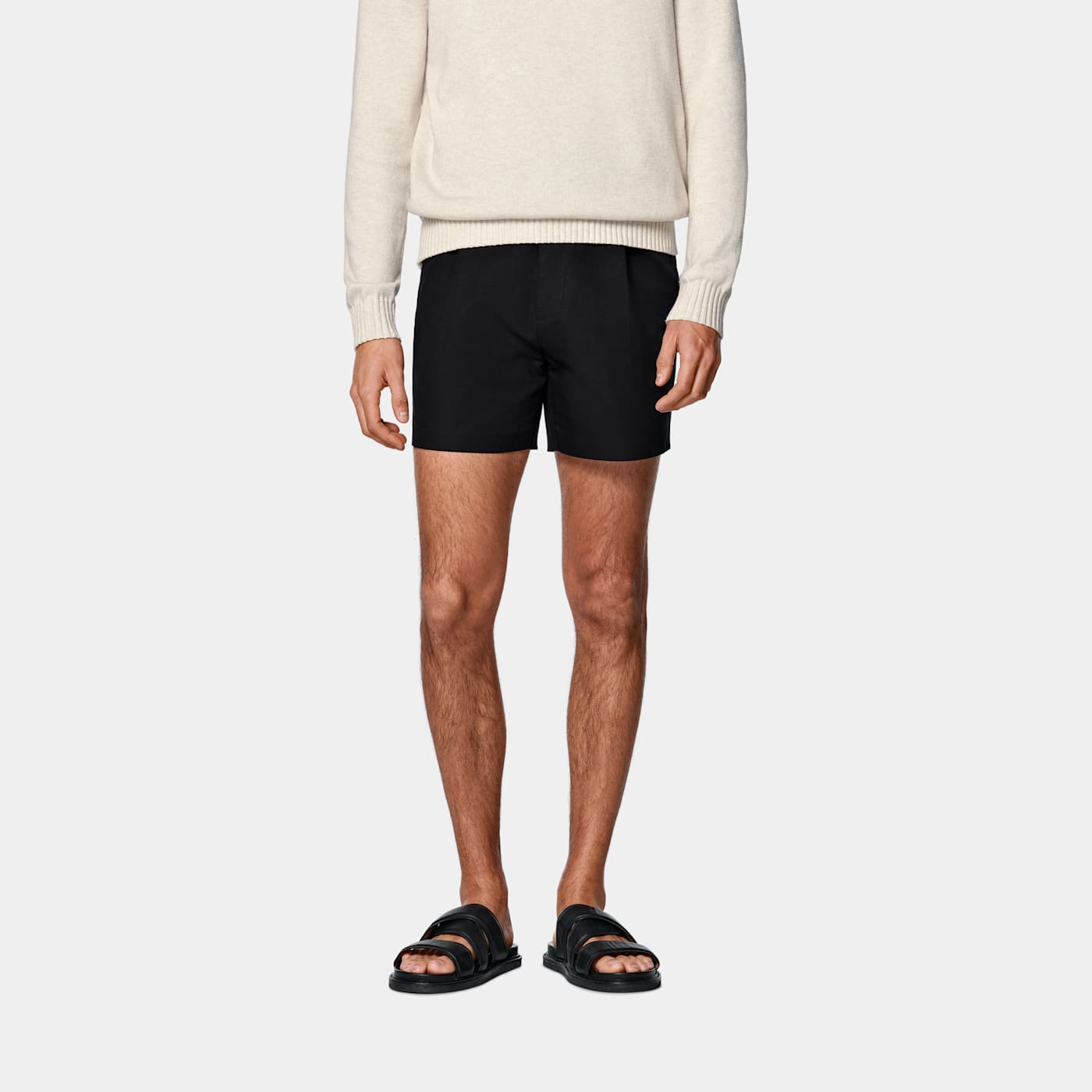 Suitsupply Black Straight Leg Shorts