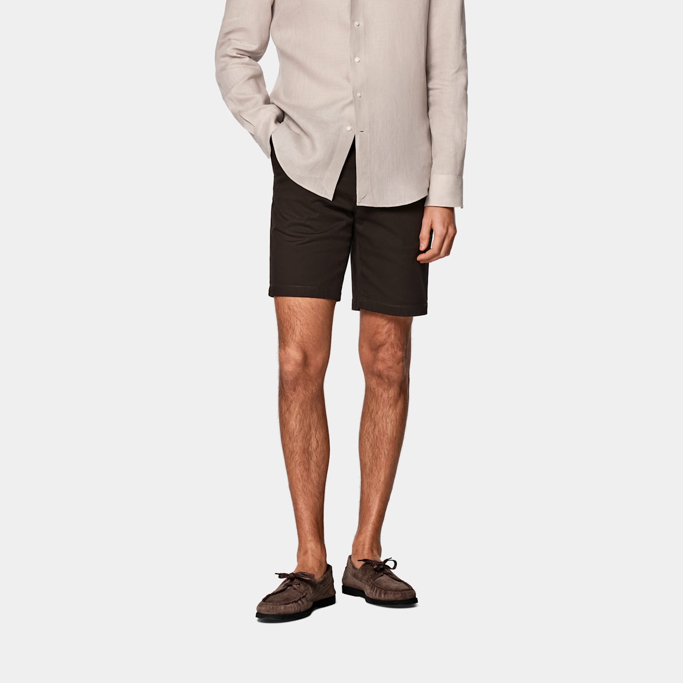Suitsupply Dark Brown Slim Leg Chino Shorts