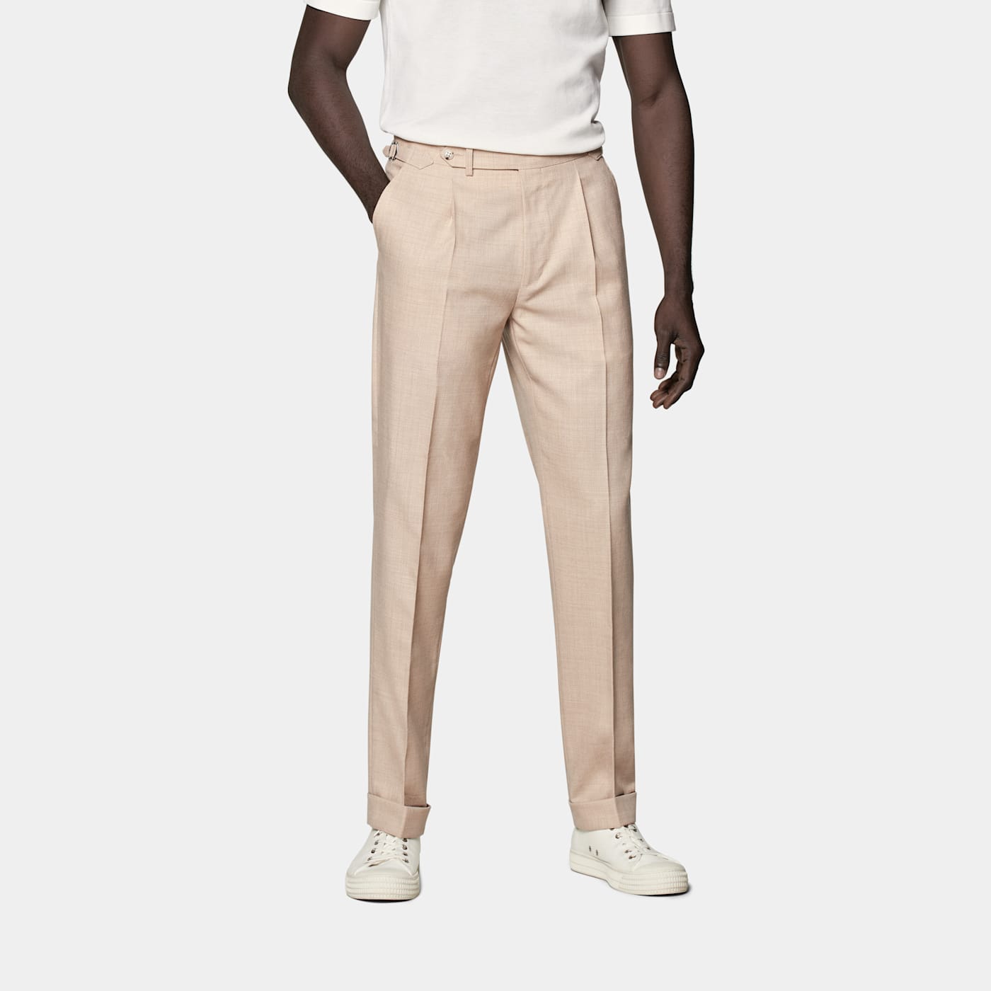 Suitsupply Sand Pleated Vigo Pants In Gray
