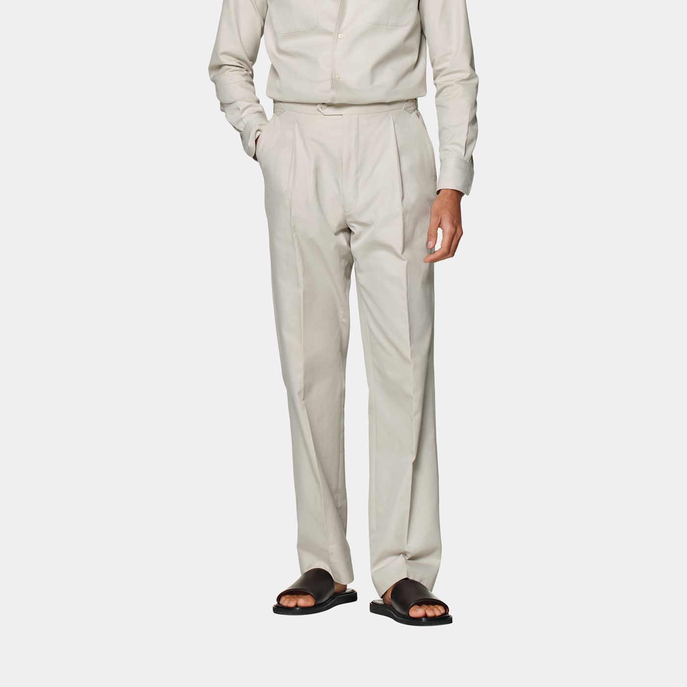 Suitsupply Sand Pleated Duca Pants In Neutral