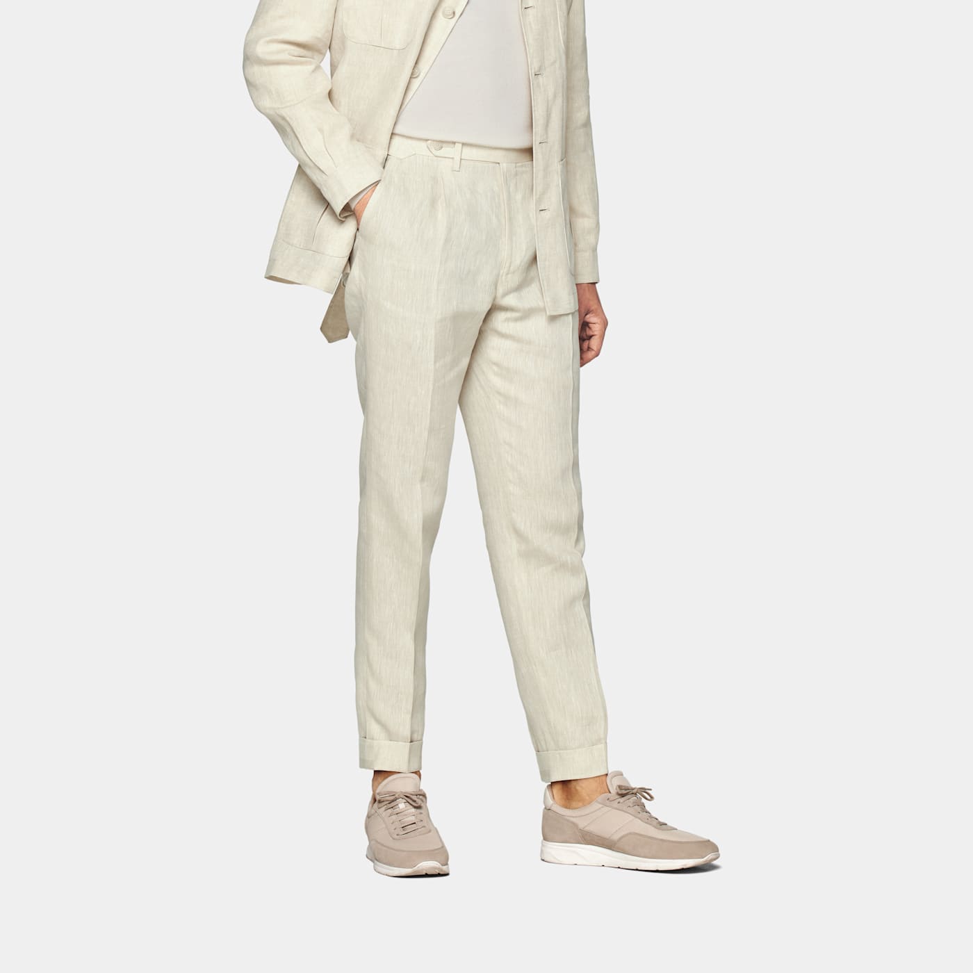 Suitsupply Sand Pleated Vigo Pants In White