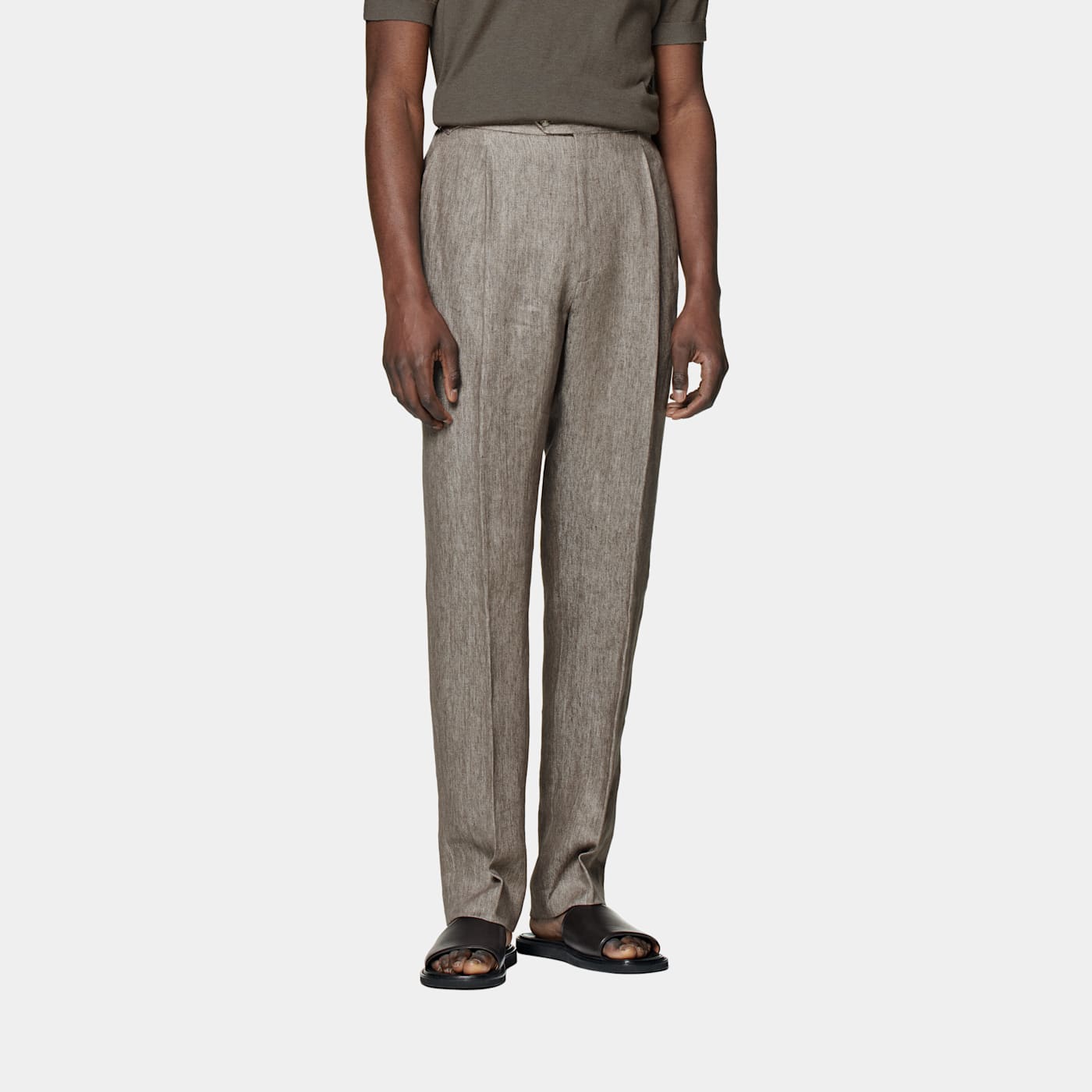 Suitsupply Taupe Pleated Duca Pants In Animal Print