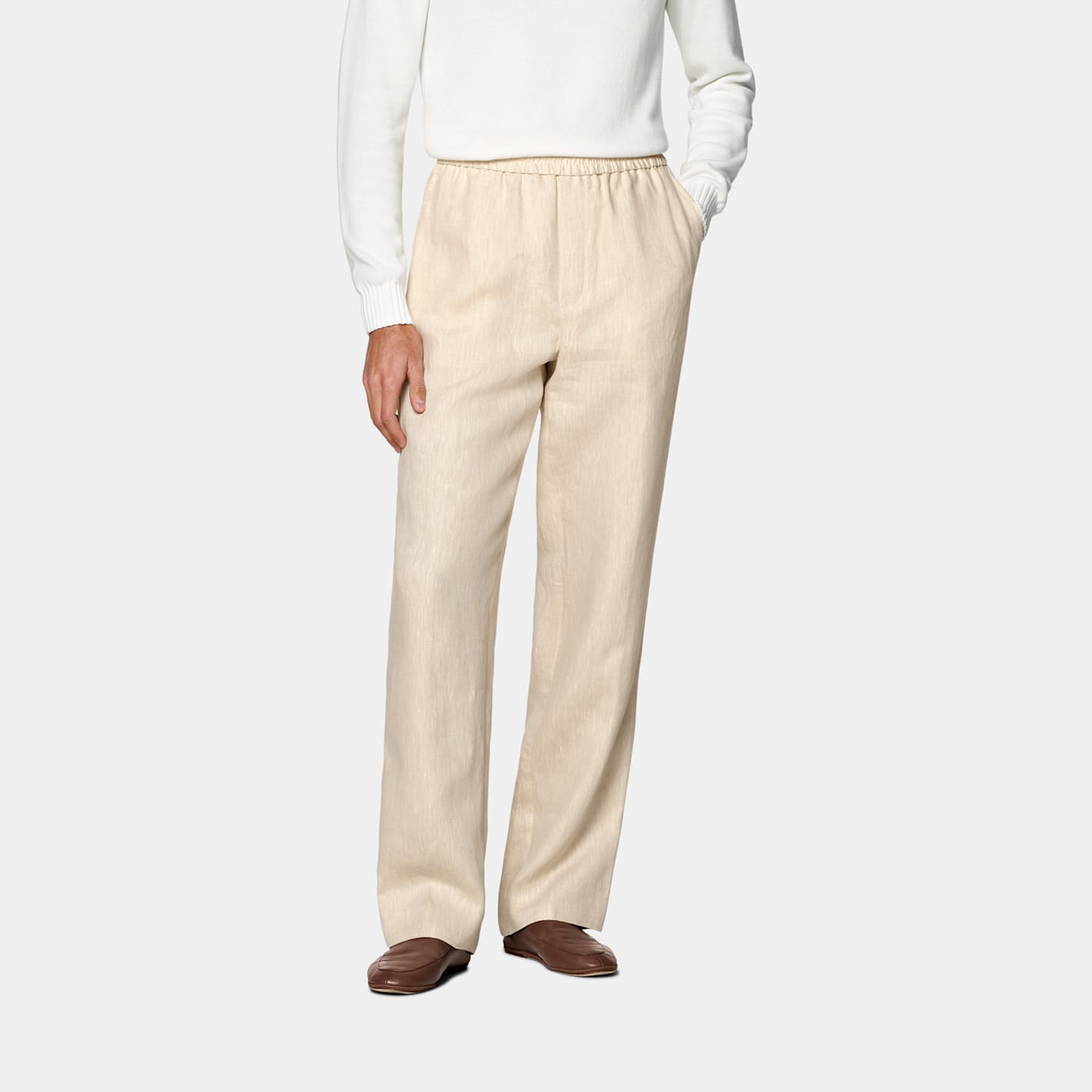 Suitsupply Light Brown Wide Leg Straight Trousers