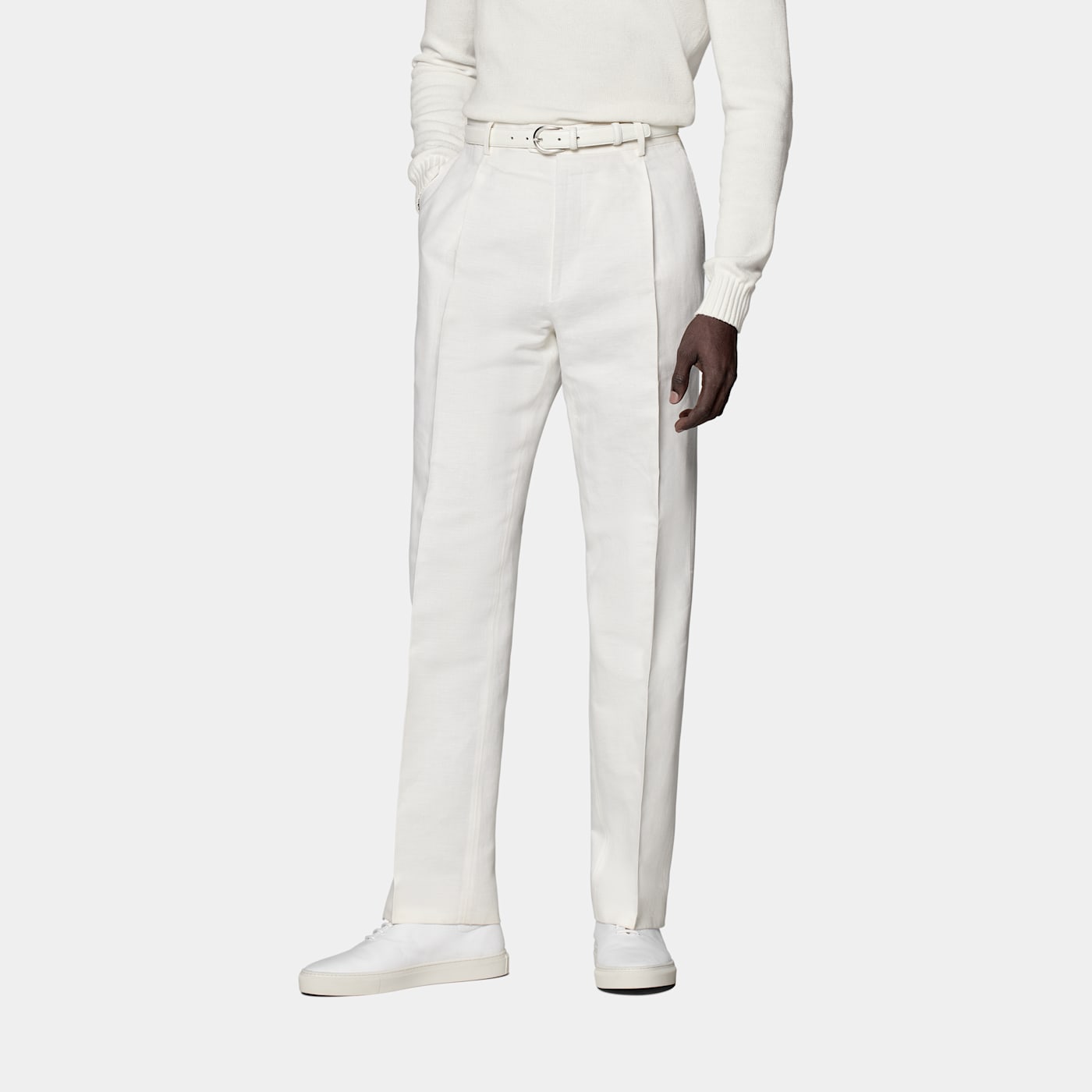 Shop Suitsupply White Wide Leg Straight Duca Pants