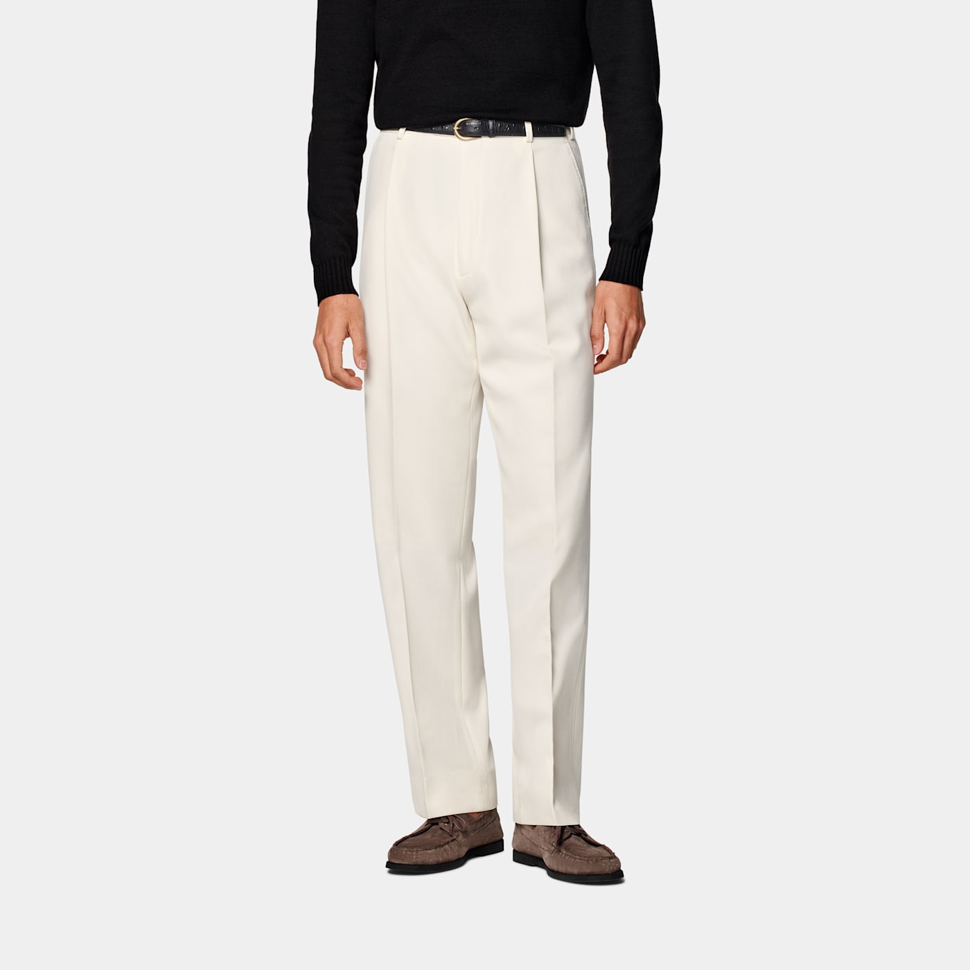 Suitsupply Off-white Wide Leg Straight Trousers