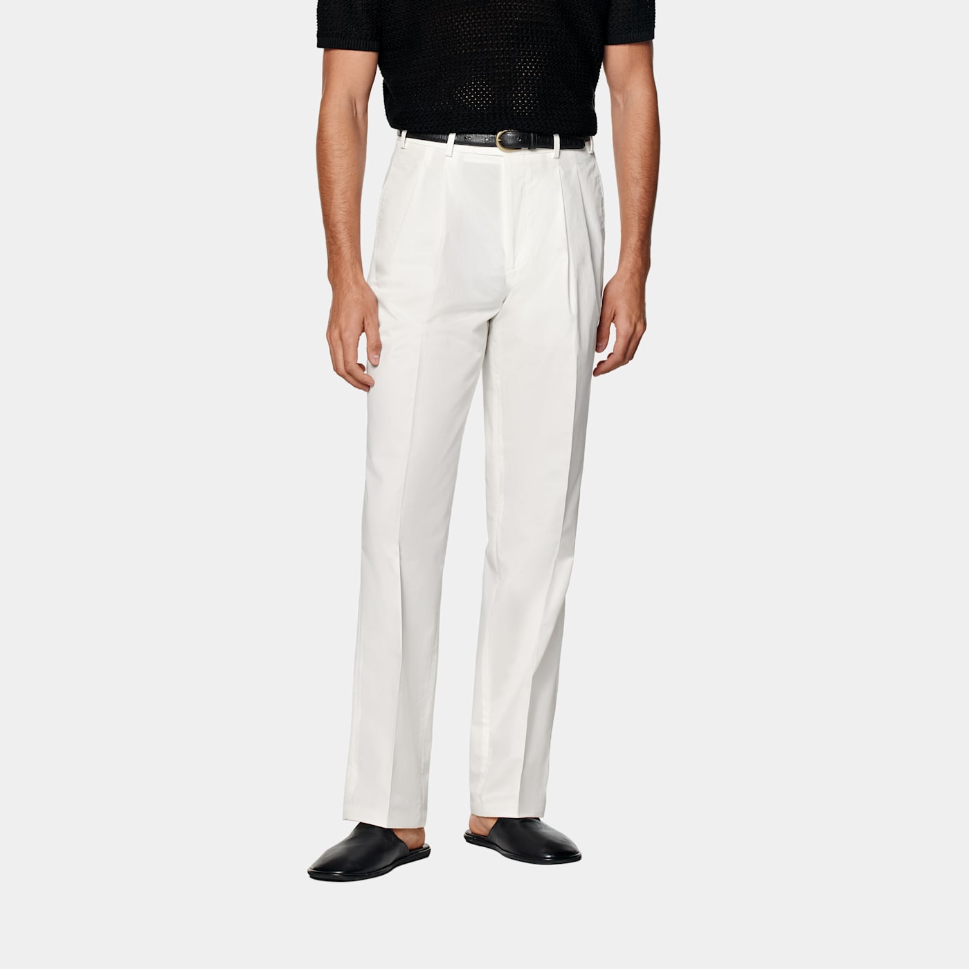 Suitsupply Off-white Wide Leg Straight Chinos