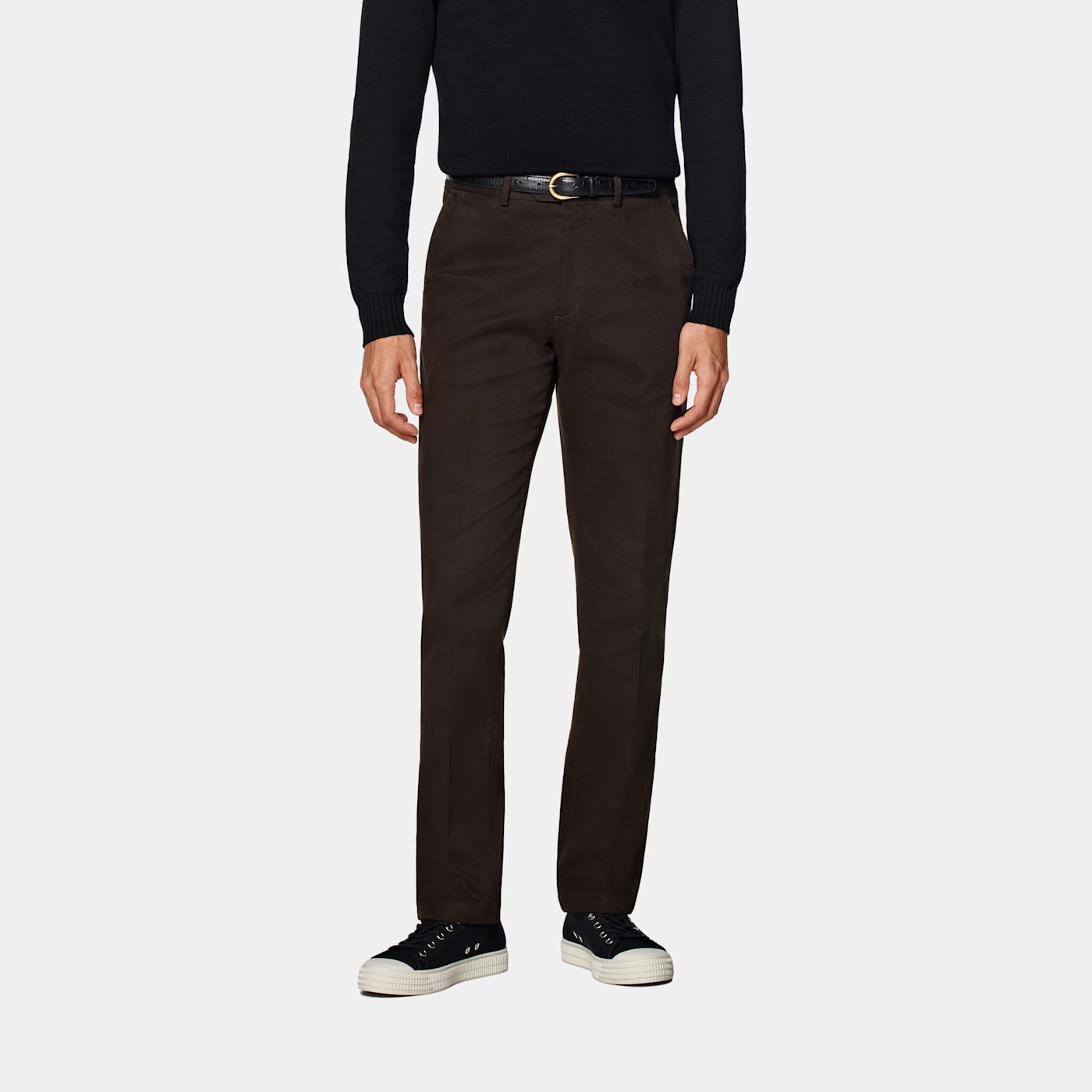 Suitsupply Dark Brown Slim Leg Straight Chinos