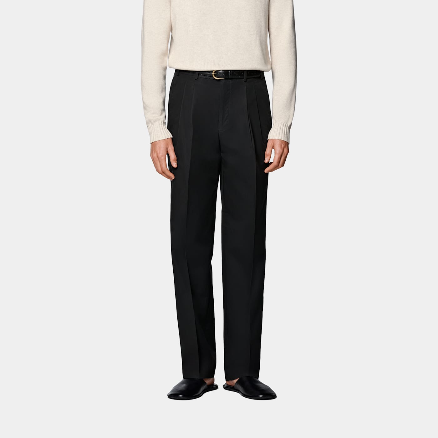 Suitsupply Black Wide Leg Straight Chinos