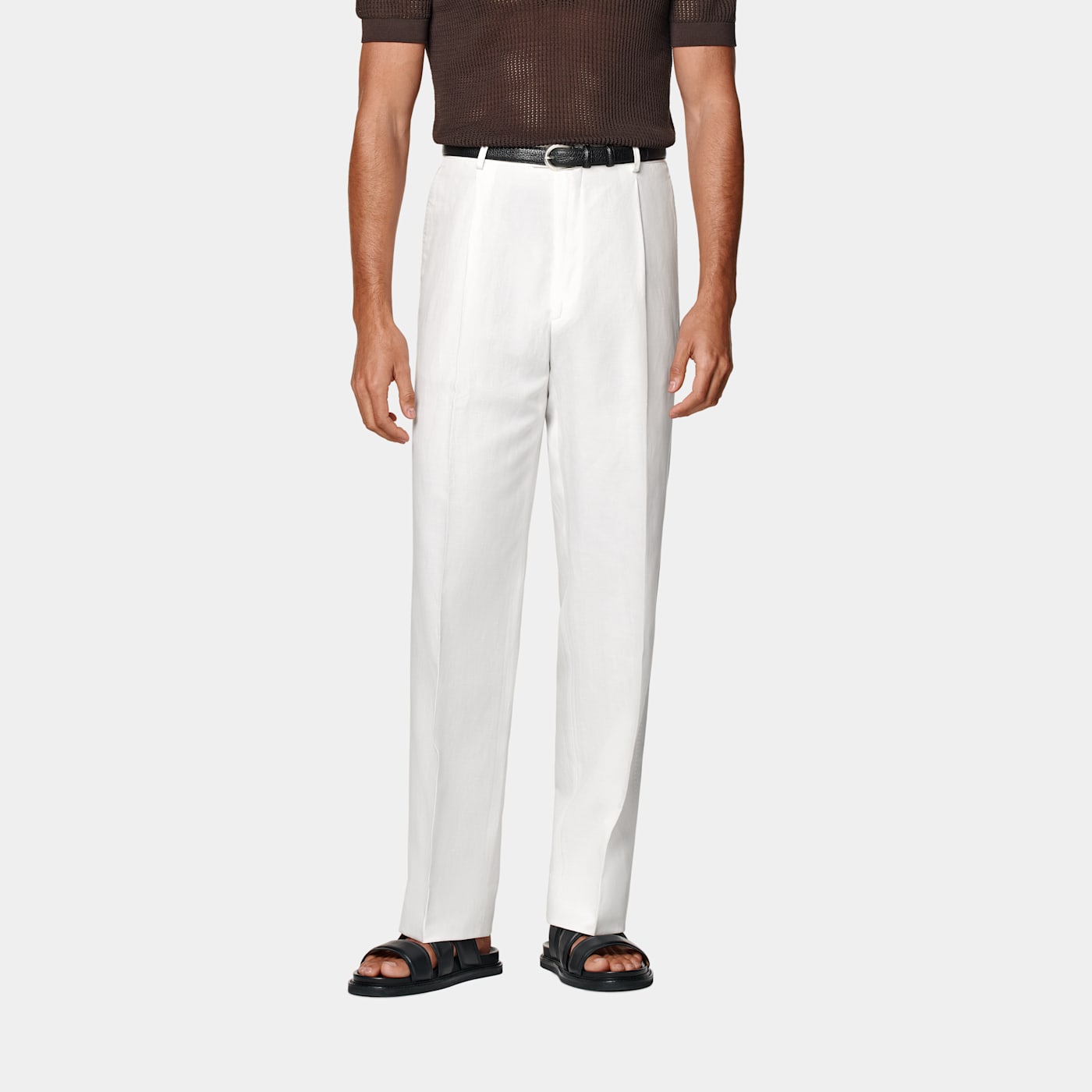 Suitsupply Pantalon Wide Leg Straight Blanc Cassé