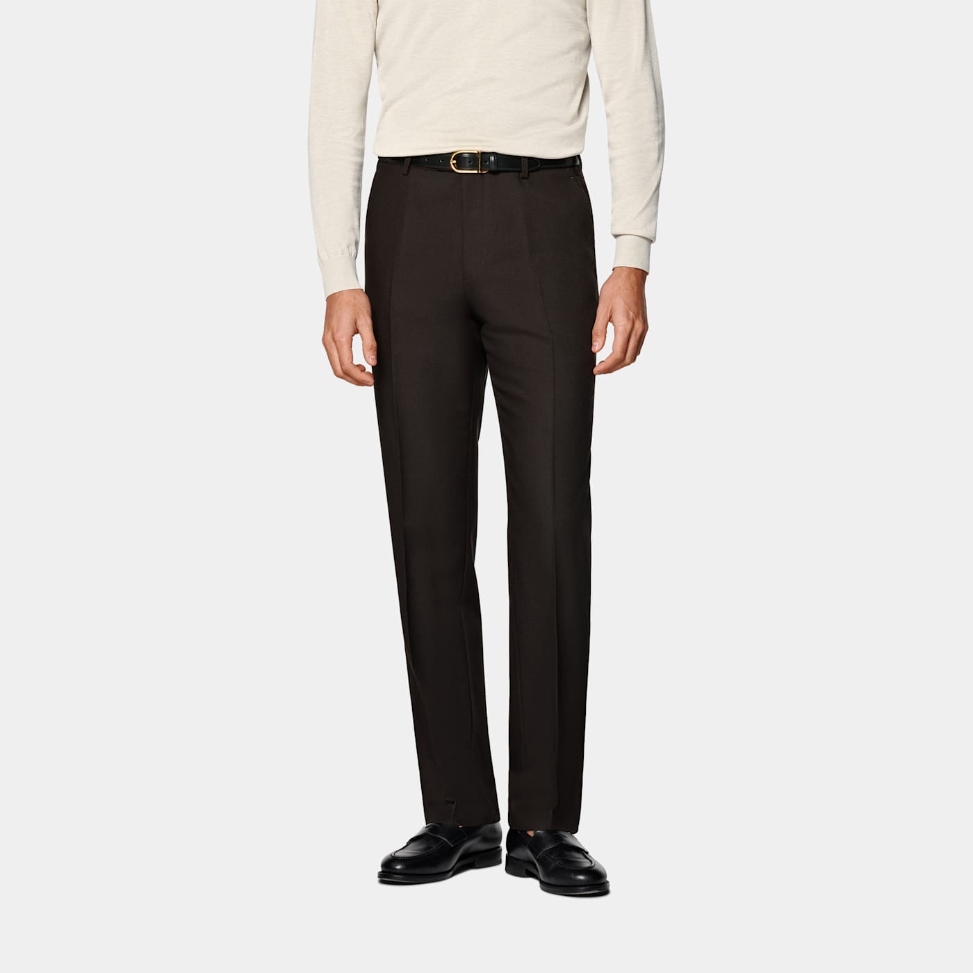 Suitsupply Dark Brown Straight Leg Trousers