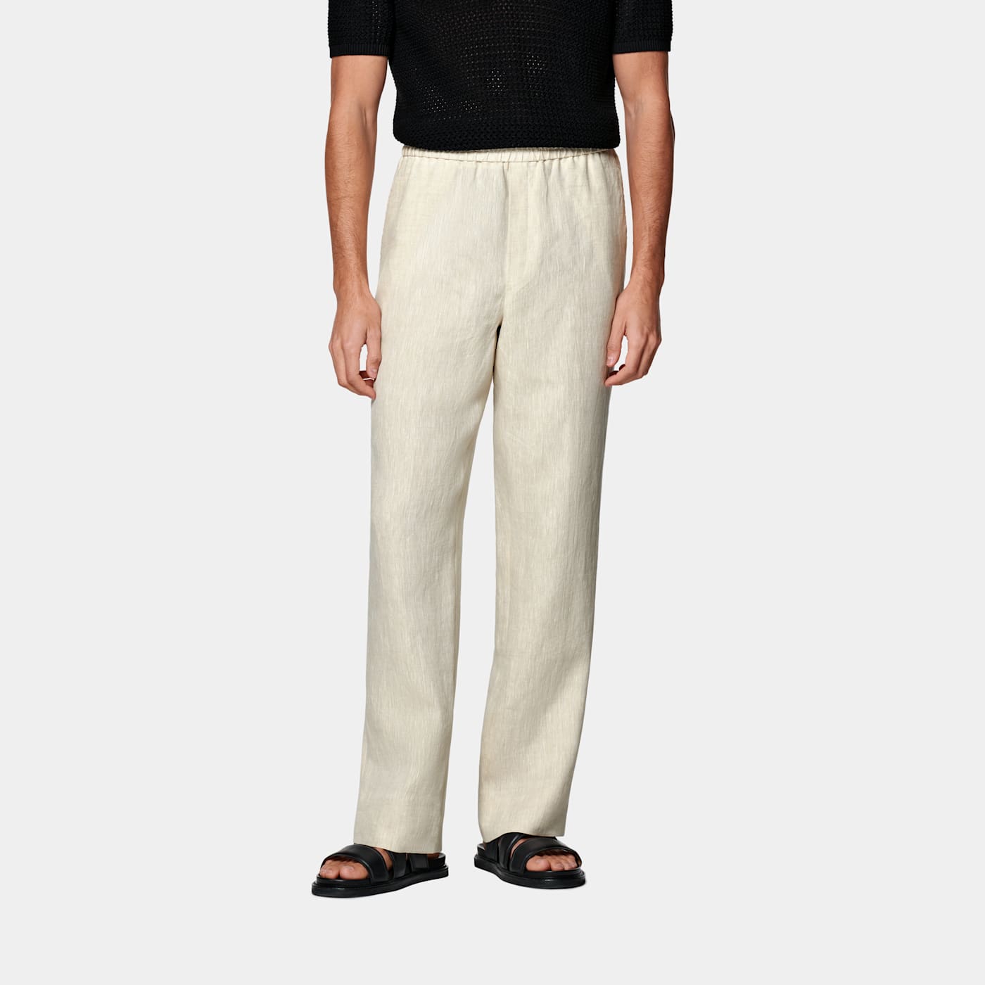 Suitsupply Sand Wide Leg Straight Trousers
