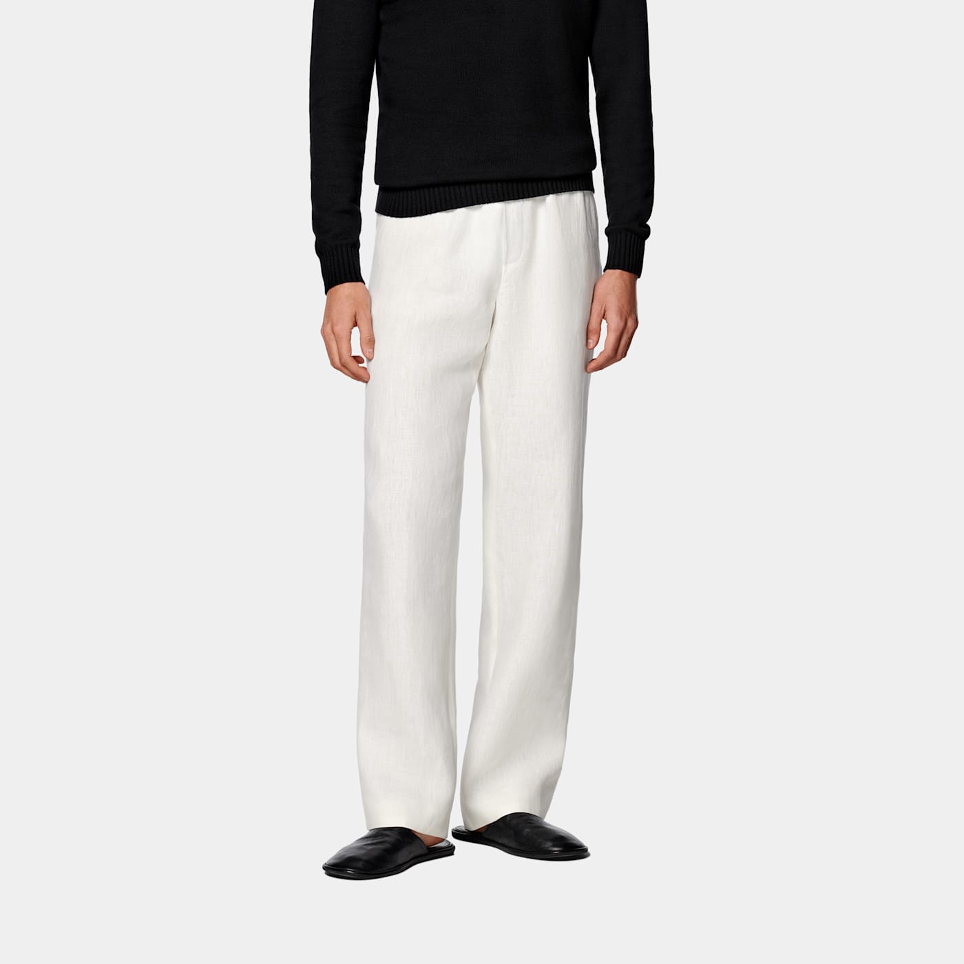 Suitsupply Off-white Wide Leg Straight Trousers