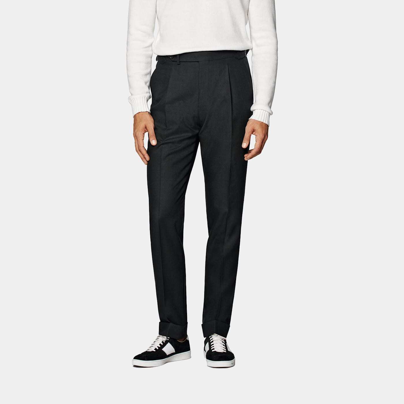 Suitsupply Black Slim Leg Straight Tuxedo Pants