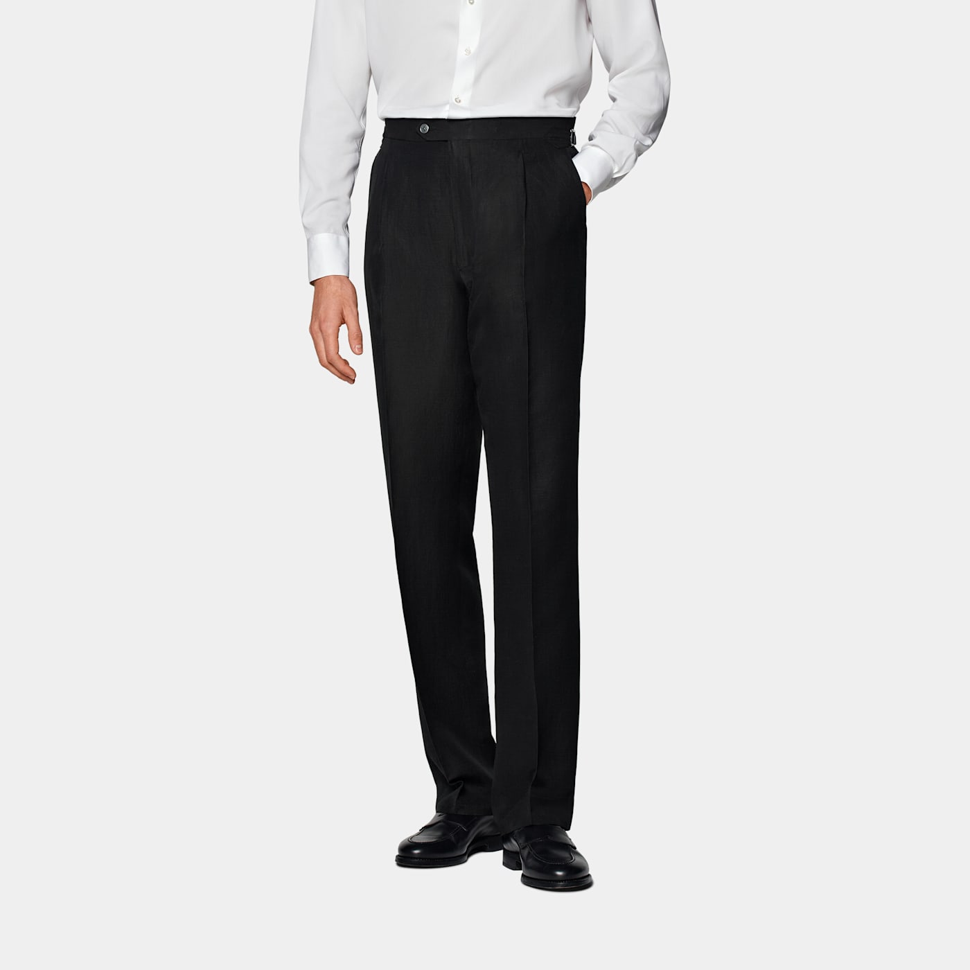 Shop Suitsupply Black Wide Leg Straight Pants