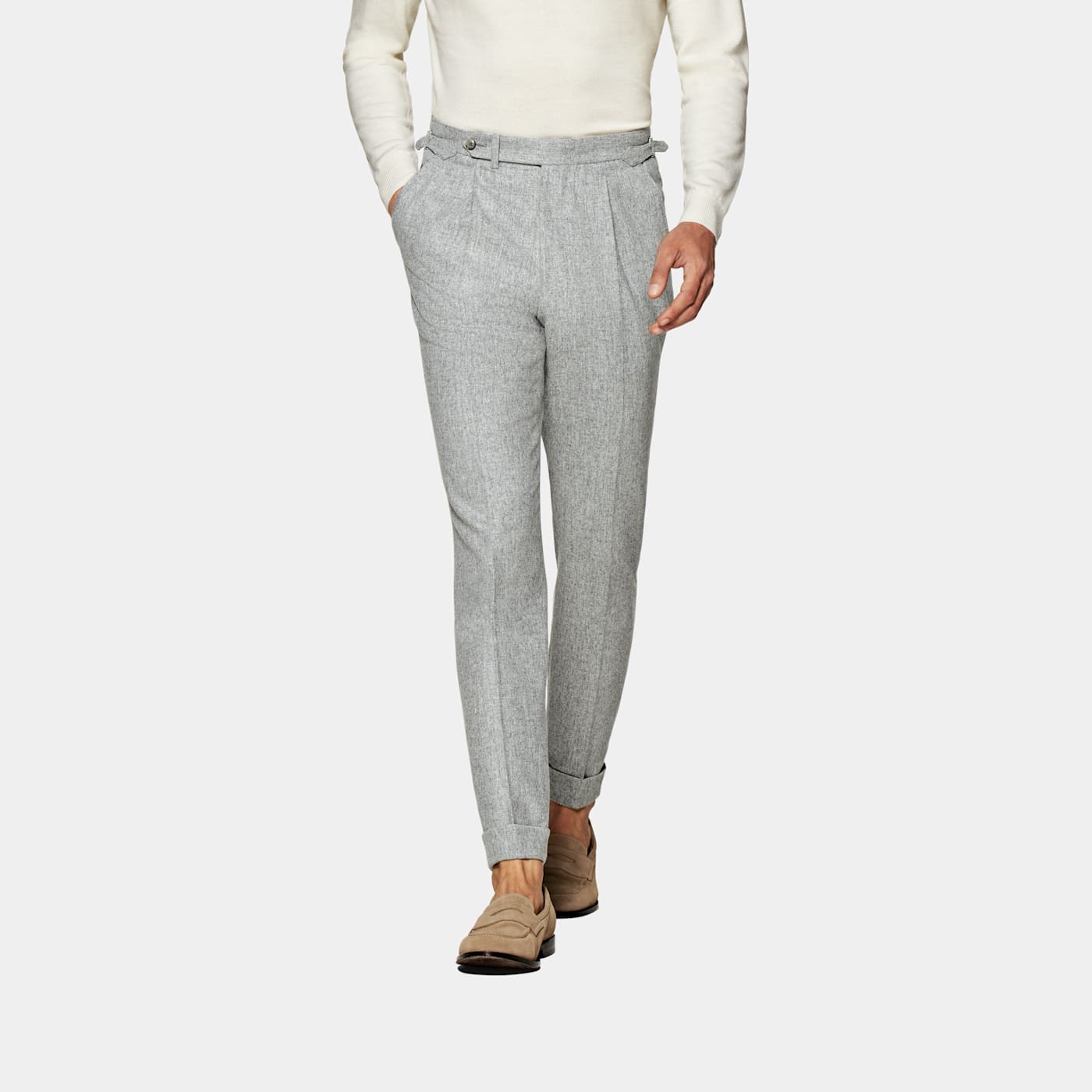 Suitsupply Light Grey Pleated Vigo Pants In Gray