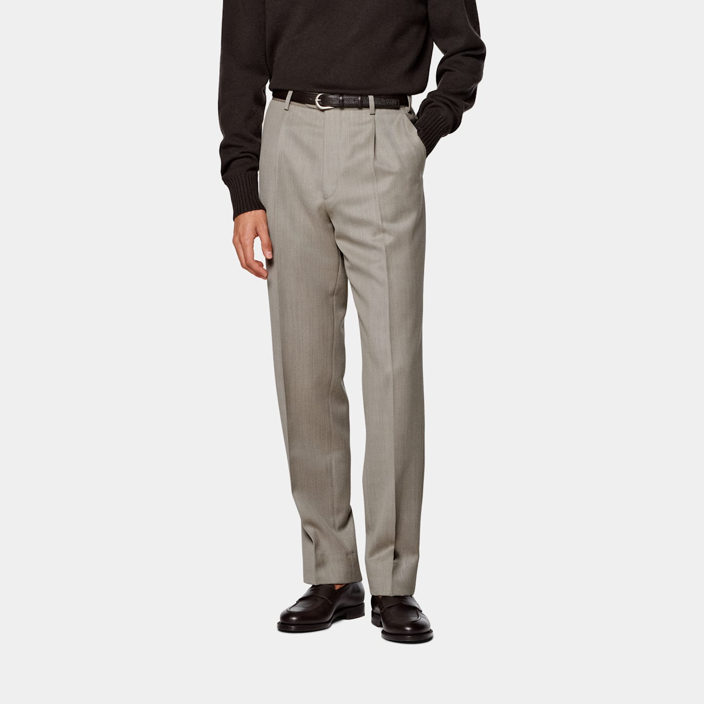 Suitsupply Sand Wide Leg Tapered Trousers In Gray