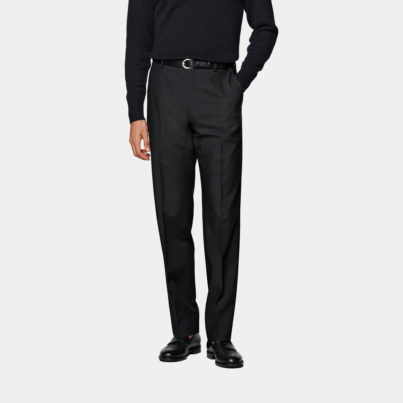 Suitsupply Dark Grey Straight Leg Trousers In Gray