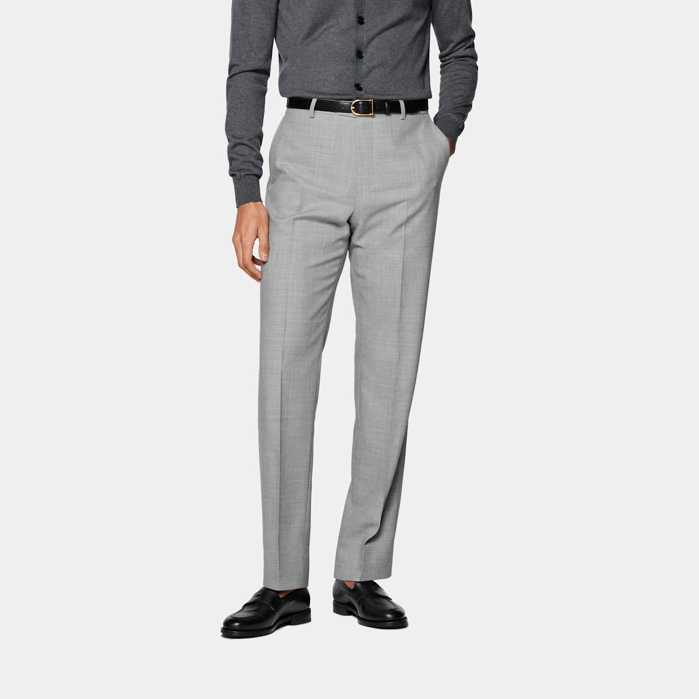 Suitsupply Light Grey Straight Leg Trousers In Gray