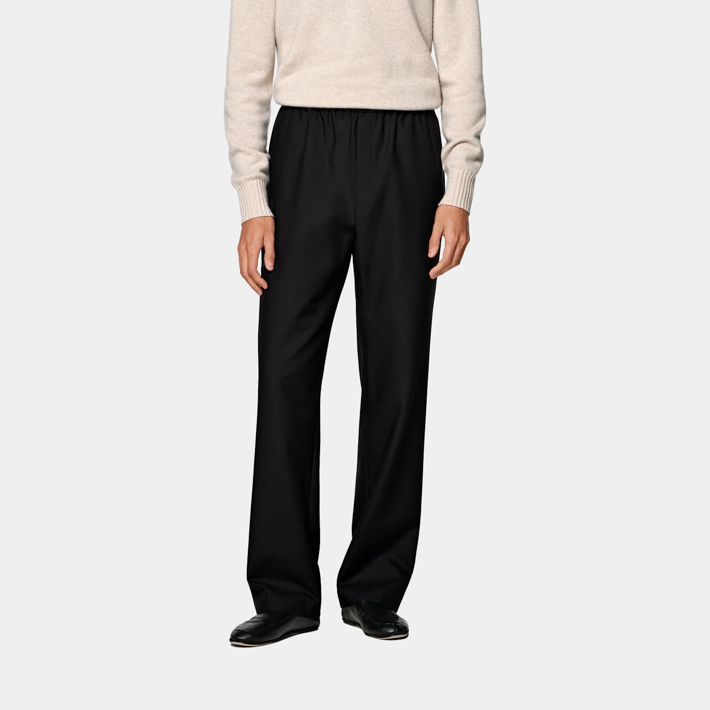 Suitsupply Black Wide Leg Straight Trousers In Black