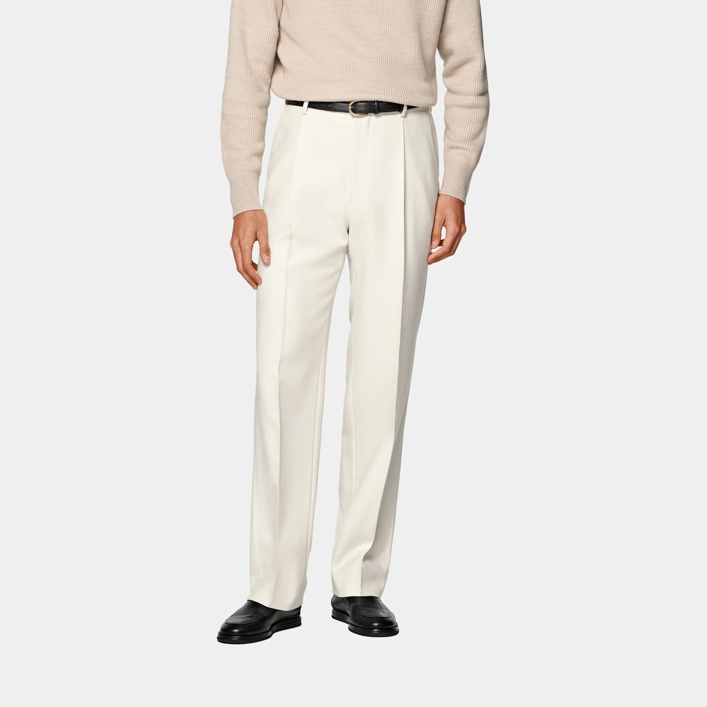 Suitsupply Off-white Wide Leg Straight Trousers