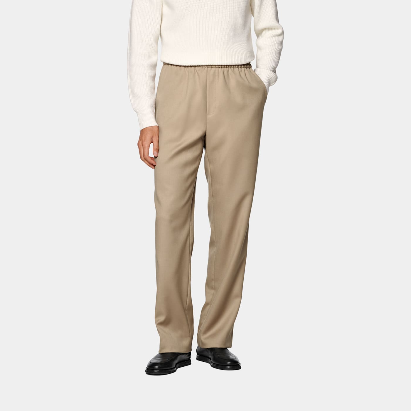 Suitsupply Mid Brown Wide Leg Straight Trousers
