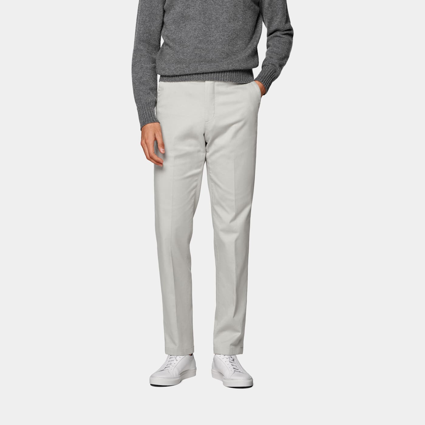 Suitsupply Light Grey Slim Leg Straight Chinos