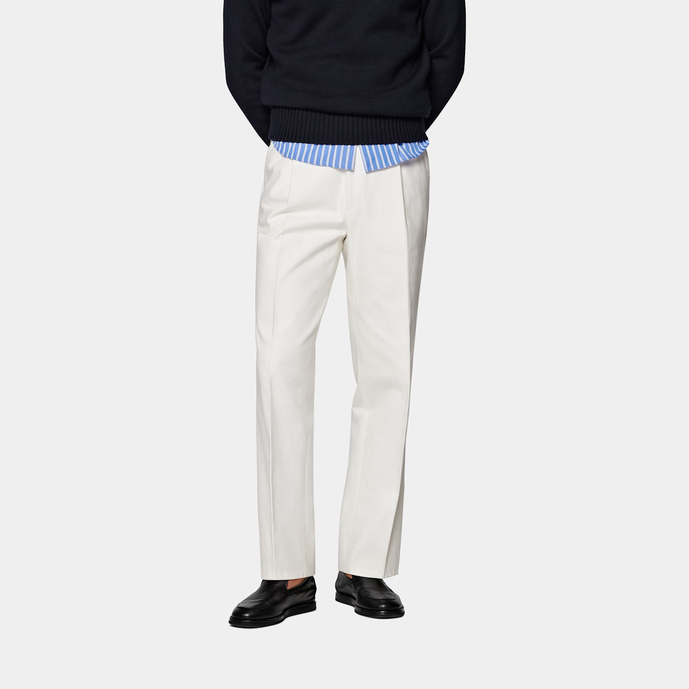 Suitsupply Pantalon Wide Leg Straight Blanc Cassé