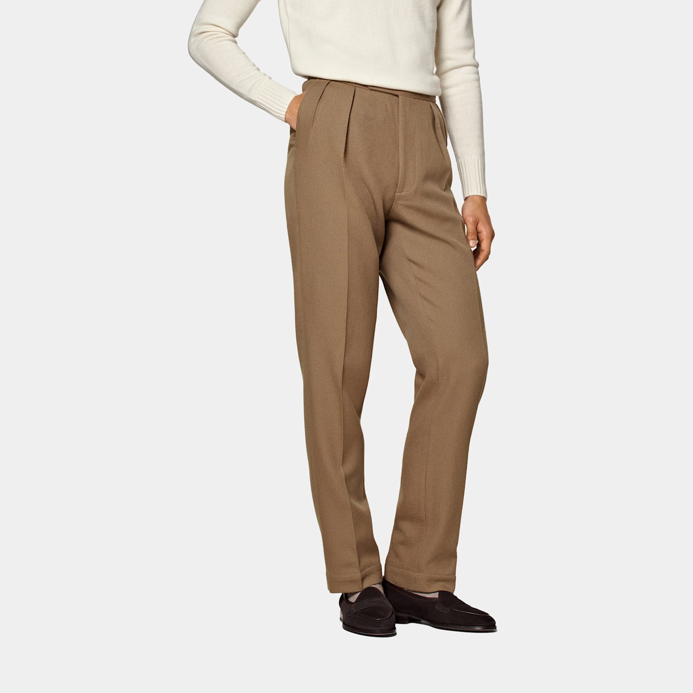 Suitsupply Mid Brown Pleated Mira Pants