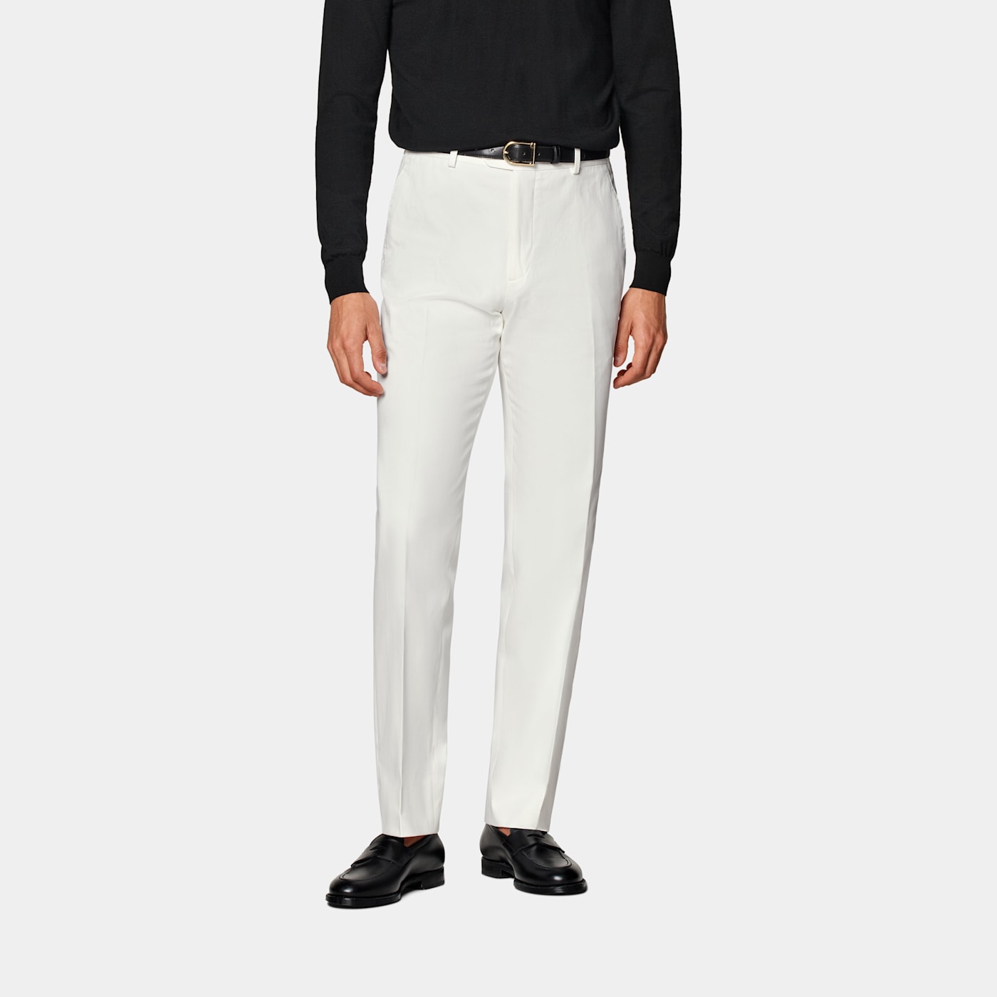 Suitsupply Off-white Wide Leg Straight Chinos