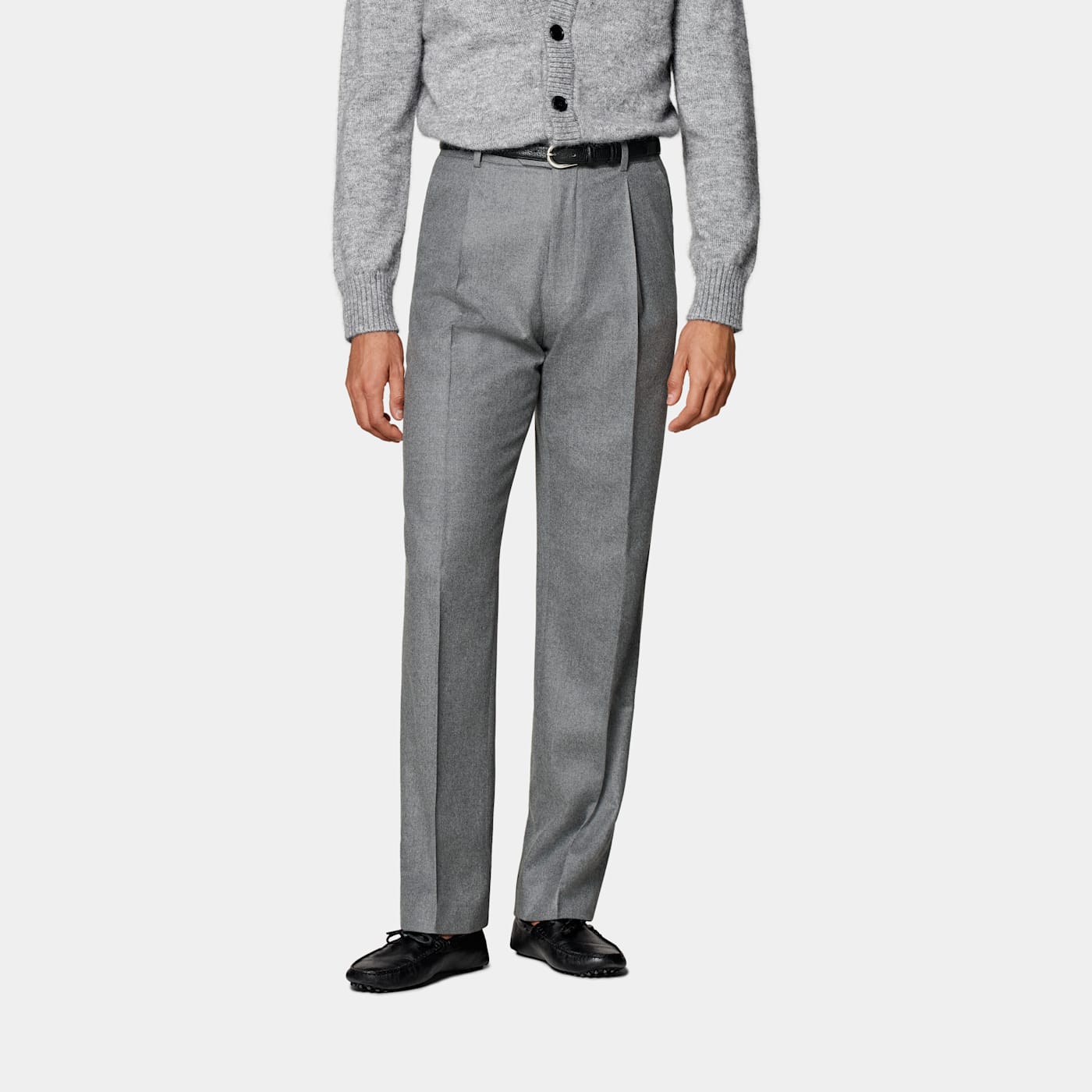 Suitsupply Mid Grey Wide Leg Straight Trousers