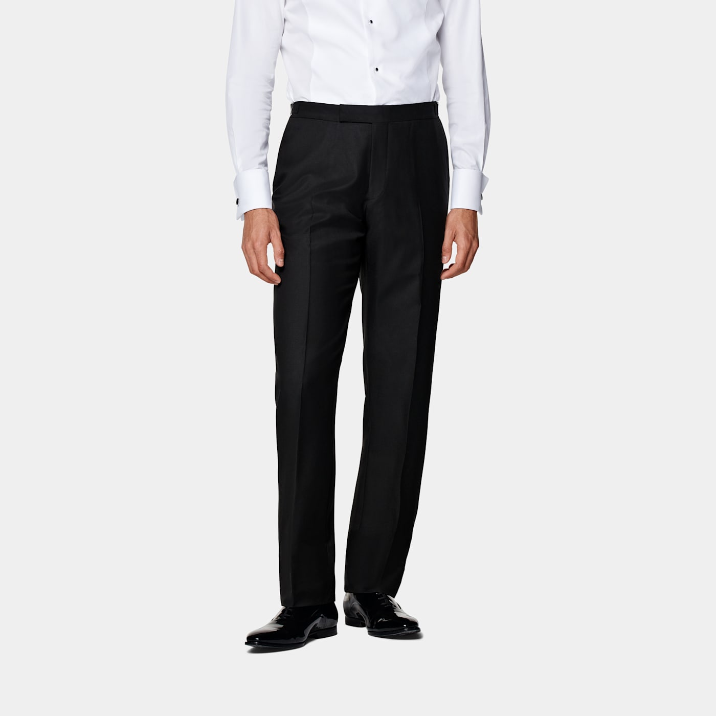 Suitsupply Black Straight Leg Tuxedo Trousers