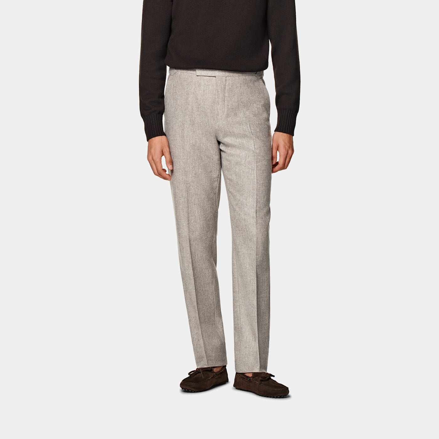 Suitsupply Taupe Straight Leg Trousers