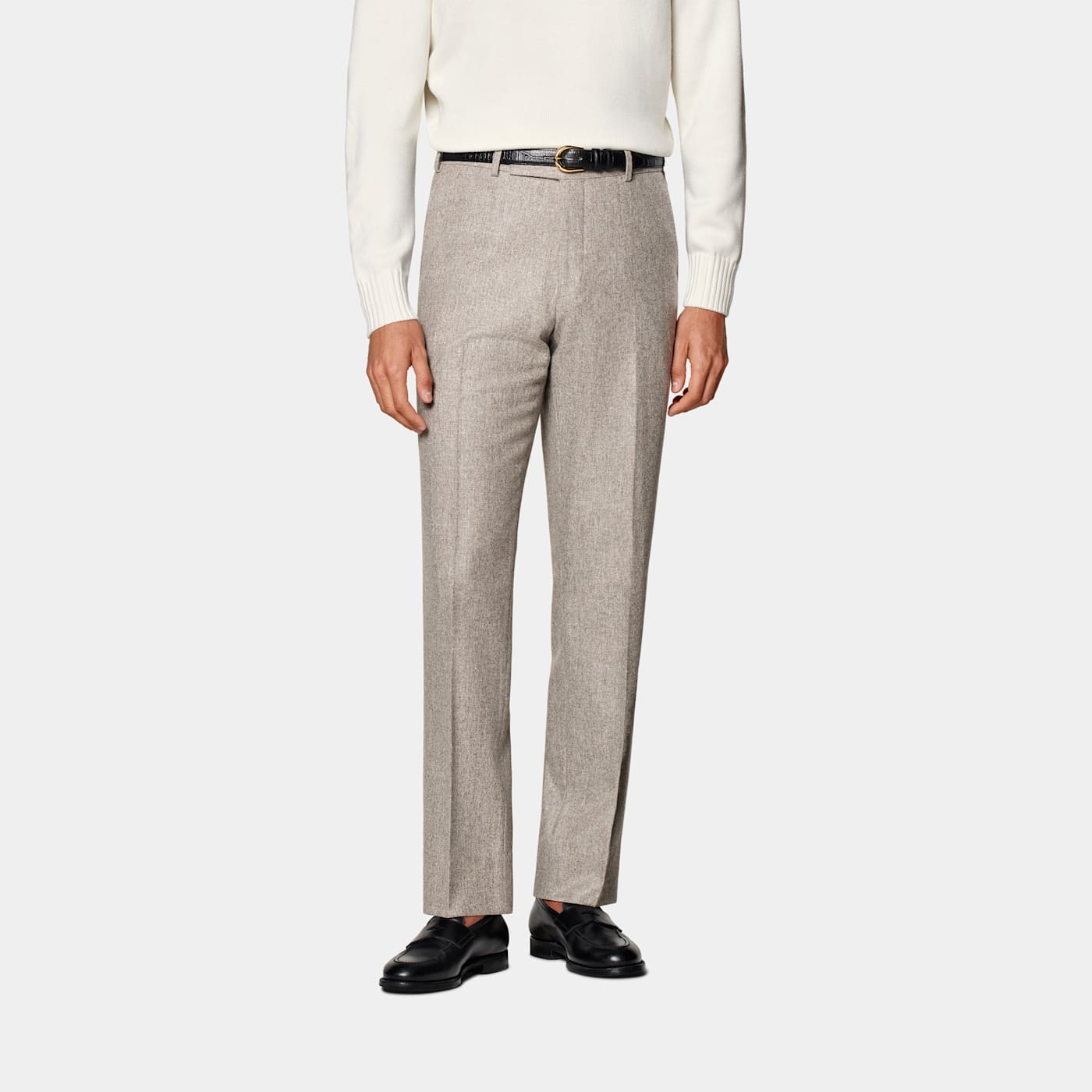 Suitsupply Taupe Straight Leg Suit Trousers