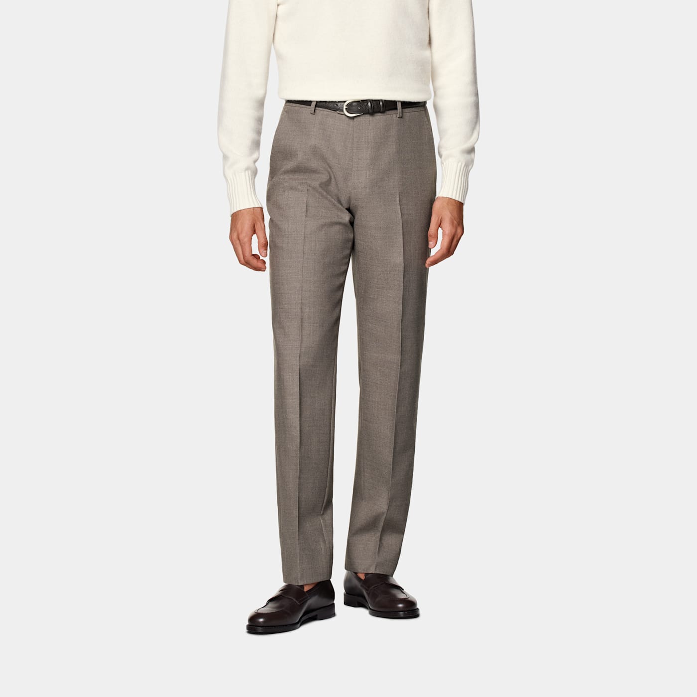 Suitsupply Taupe Straight Leg Pants