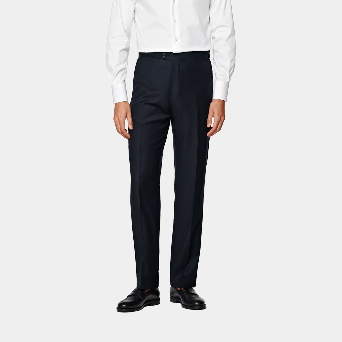 Suitsupply Navy Bird's Eye Straight Leg Suit Trousers In Blue