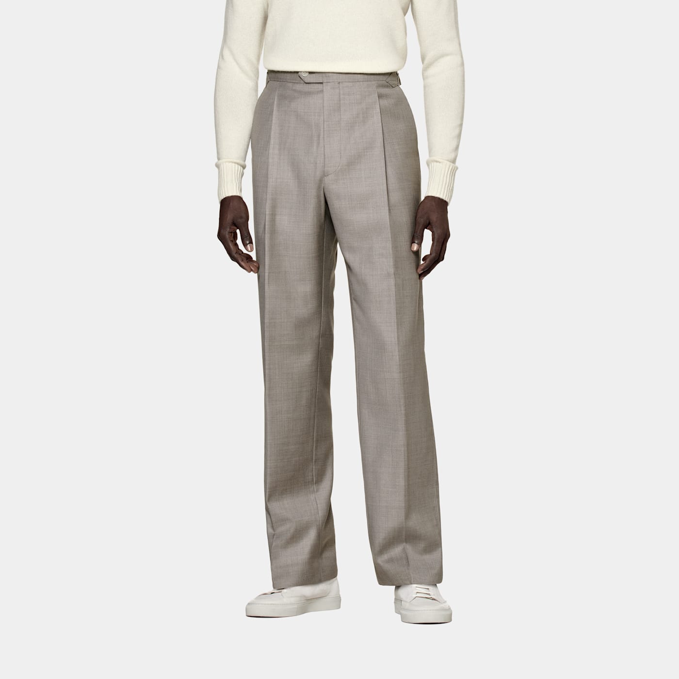 Suitsupply Sand Wide Leg Straight Duca Pants In Gray