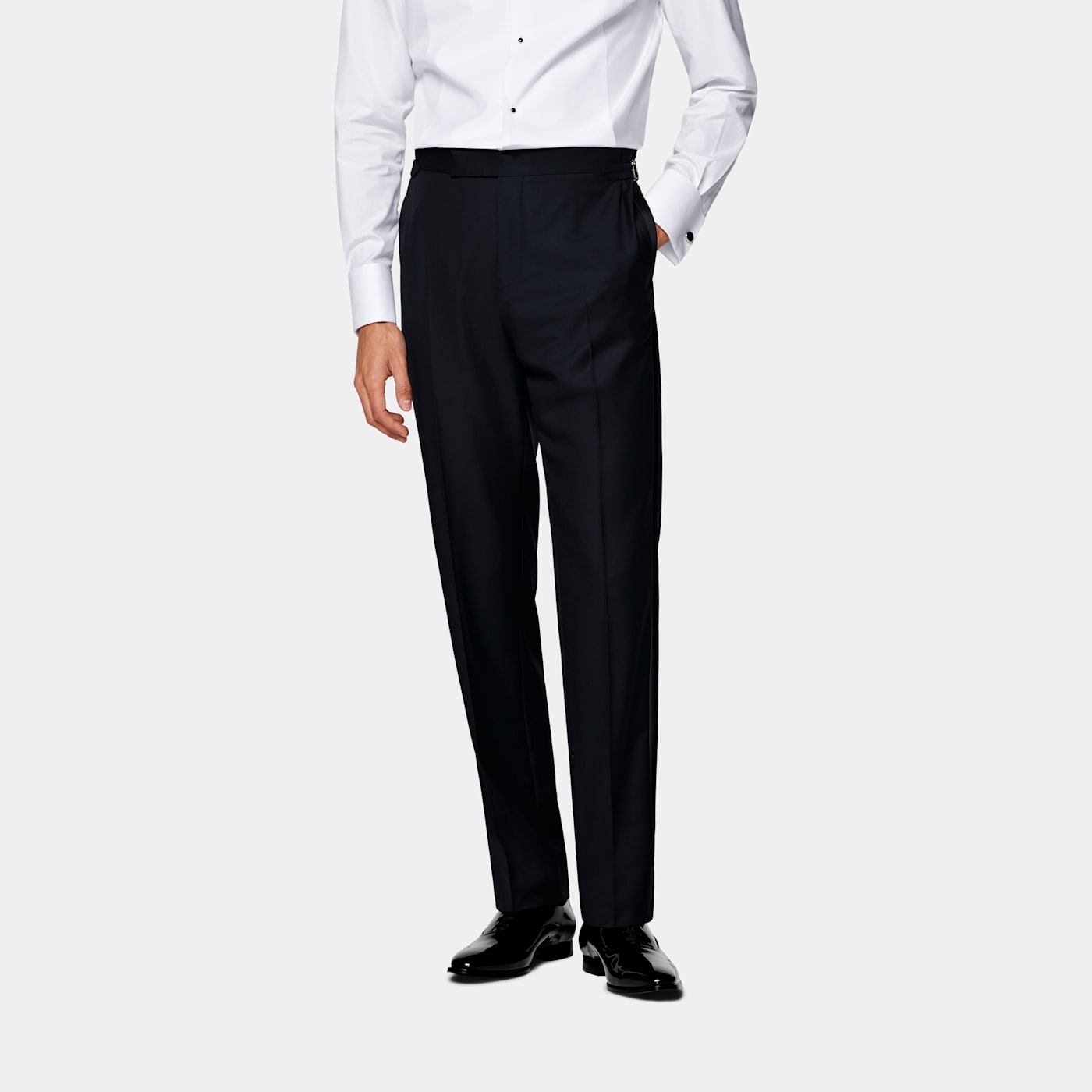 Suitsupply Navy Straight Leg Tuxedo Trousers In Blue