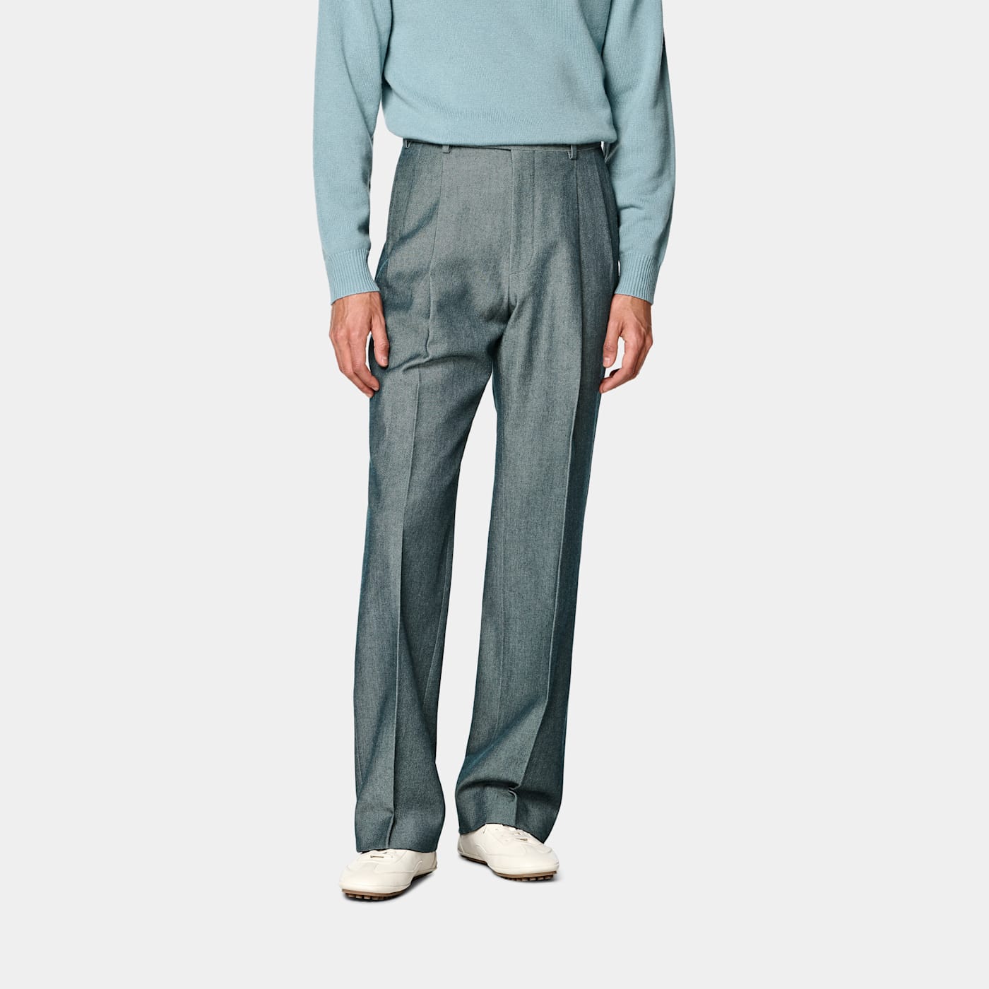 Suitsupply Mid Blue Wide Leg Trousers