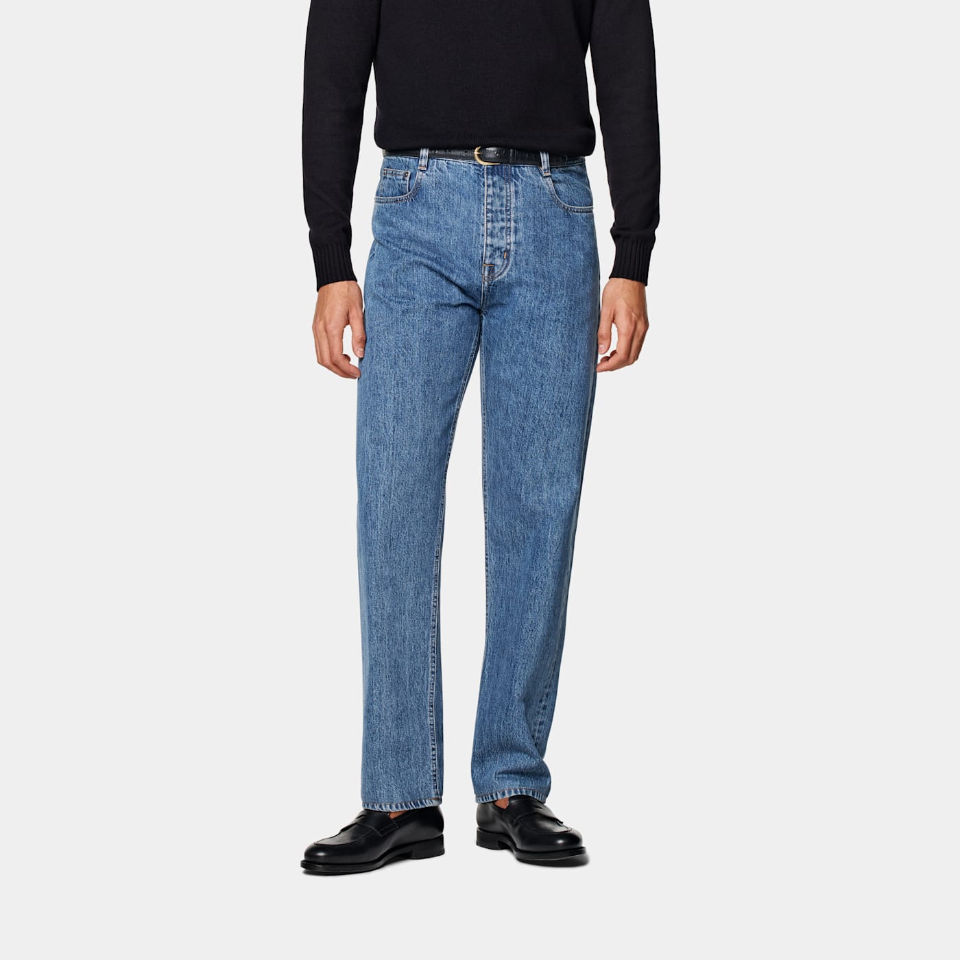 Suitsupply Mid Blue Straight Leg Tapered Jeans