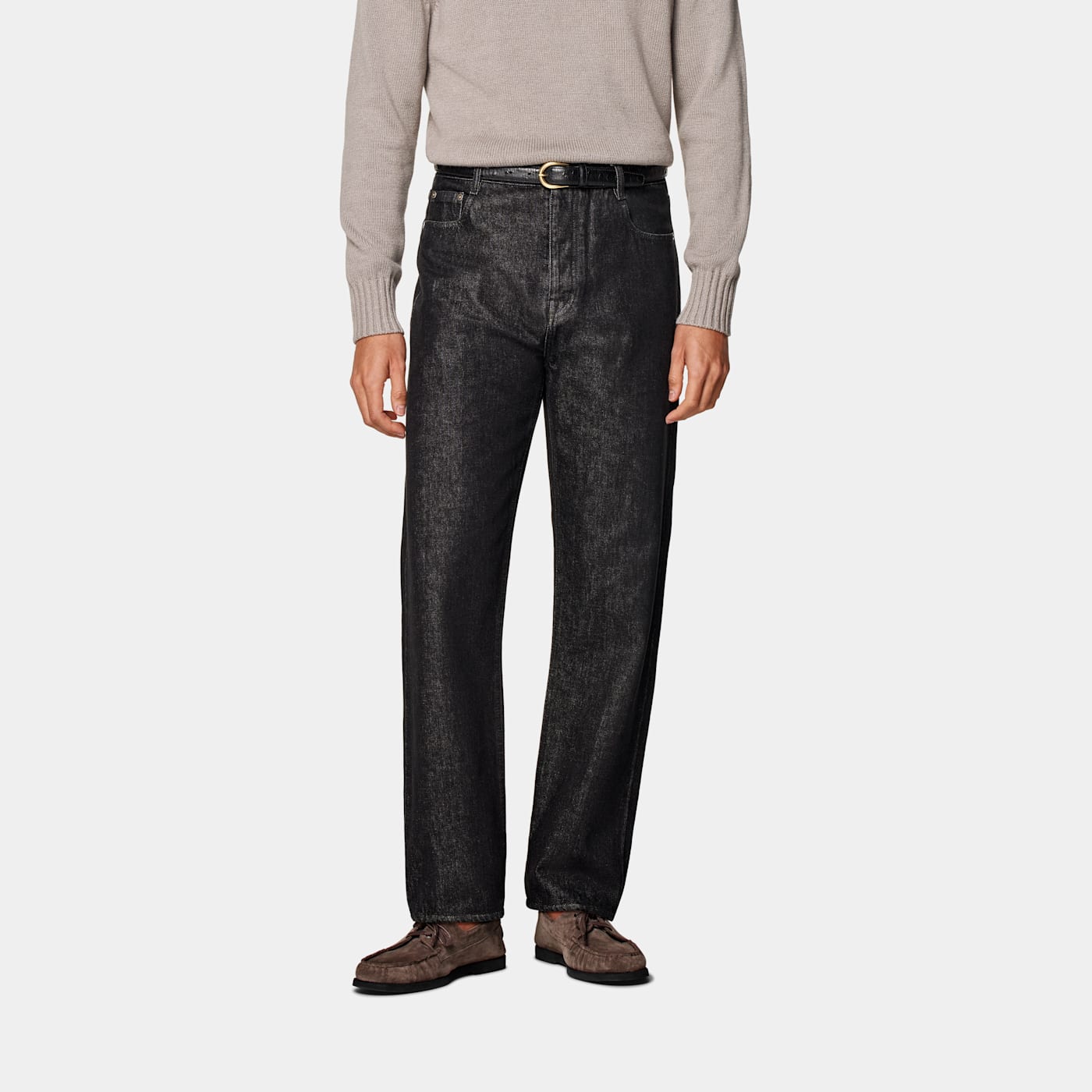 Suitsupply Dark Grey Straight Leg Tapered Jeans In Gray