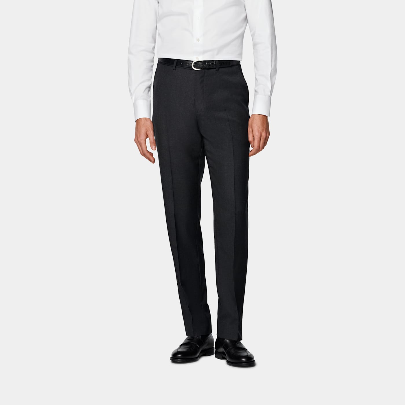 Suitsupply Dark Grey Slim Leg Straight Suit Trousers