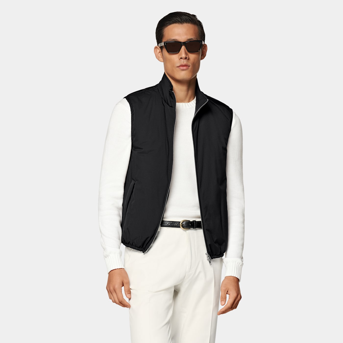 Suitsupply Doudoune Légère Zippée Sans Manches Noire