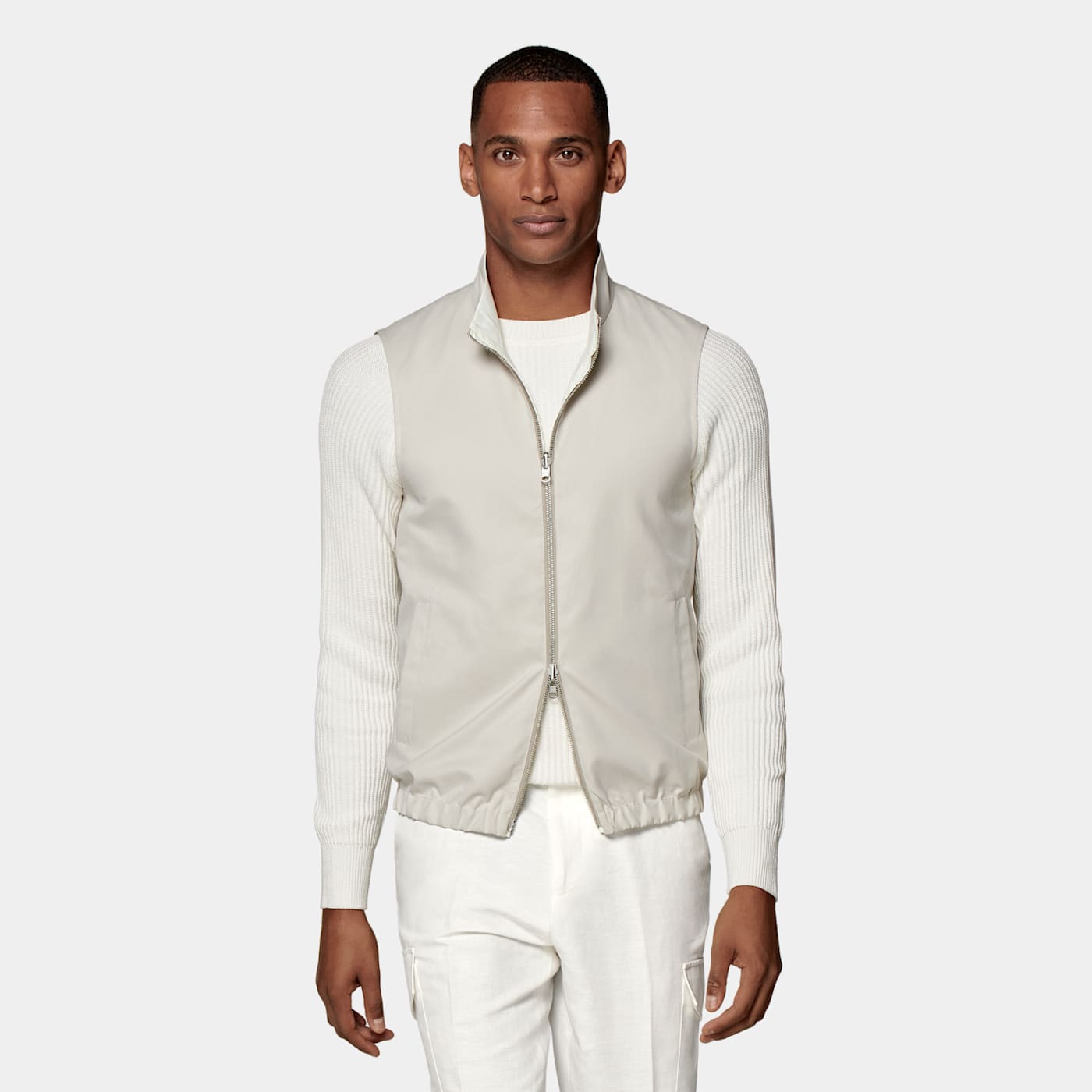Suitsupply Off-white & Sand Reversible Vest In Neutral