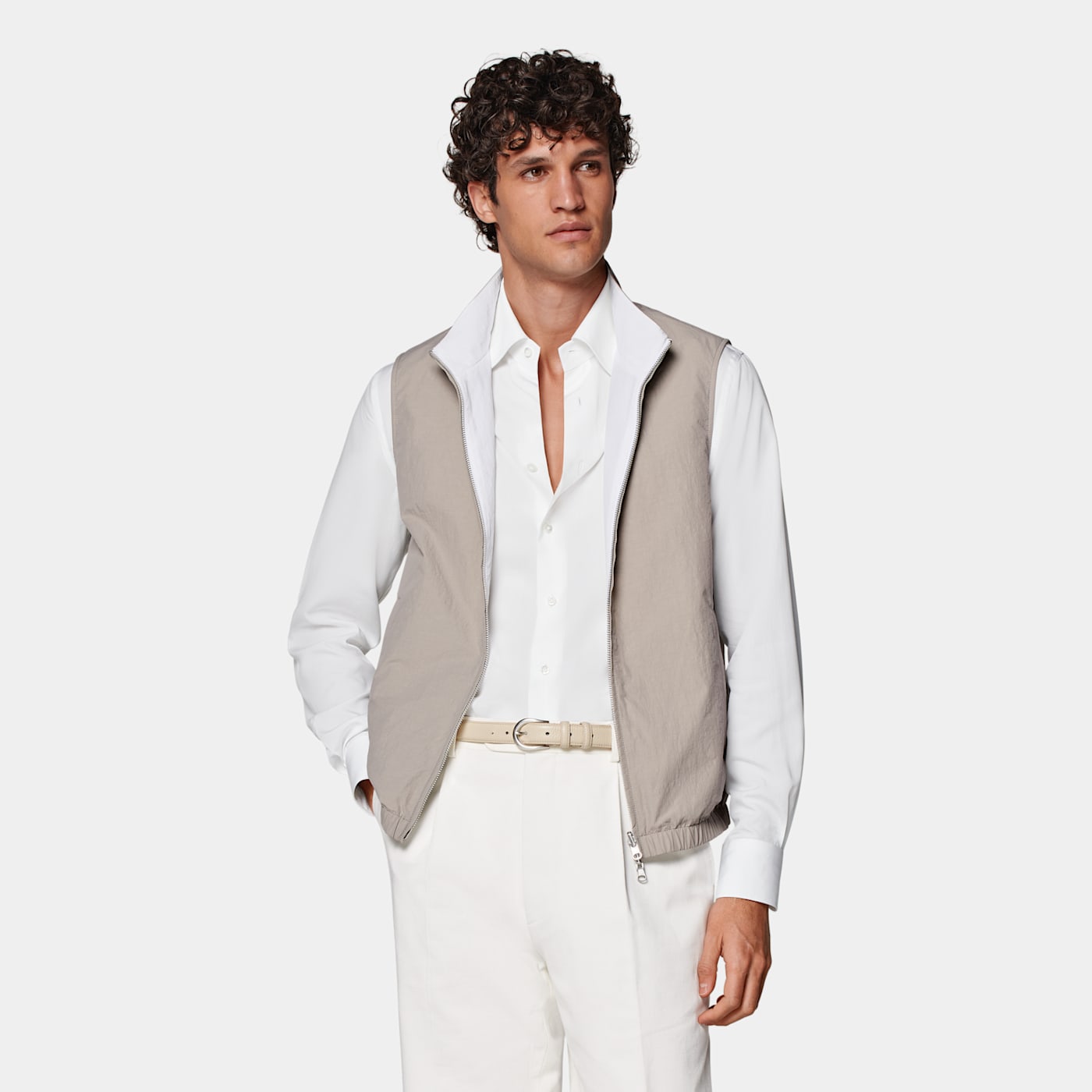 Suitsupply Light Taupe Reversible Vest In Gray